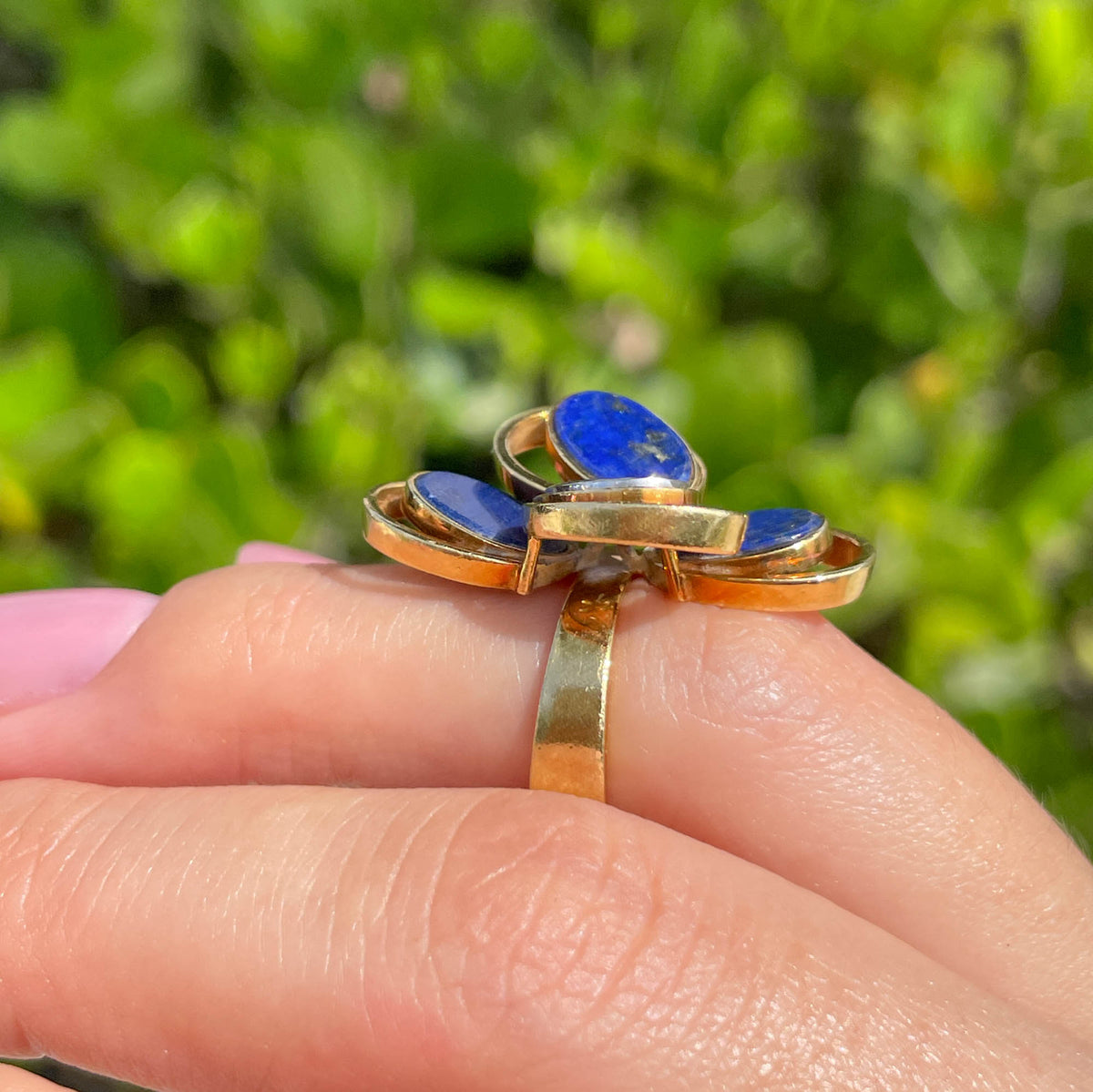 JAY FEDER 18K YELLOW GOLD LAPIS LAZULI DIAMOND RING