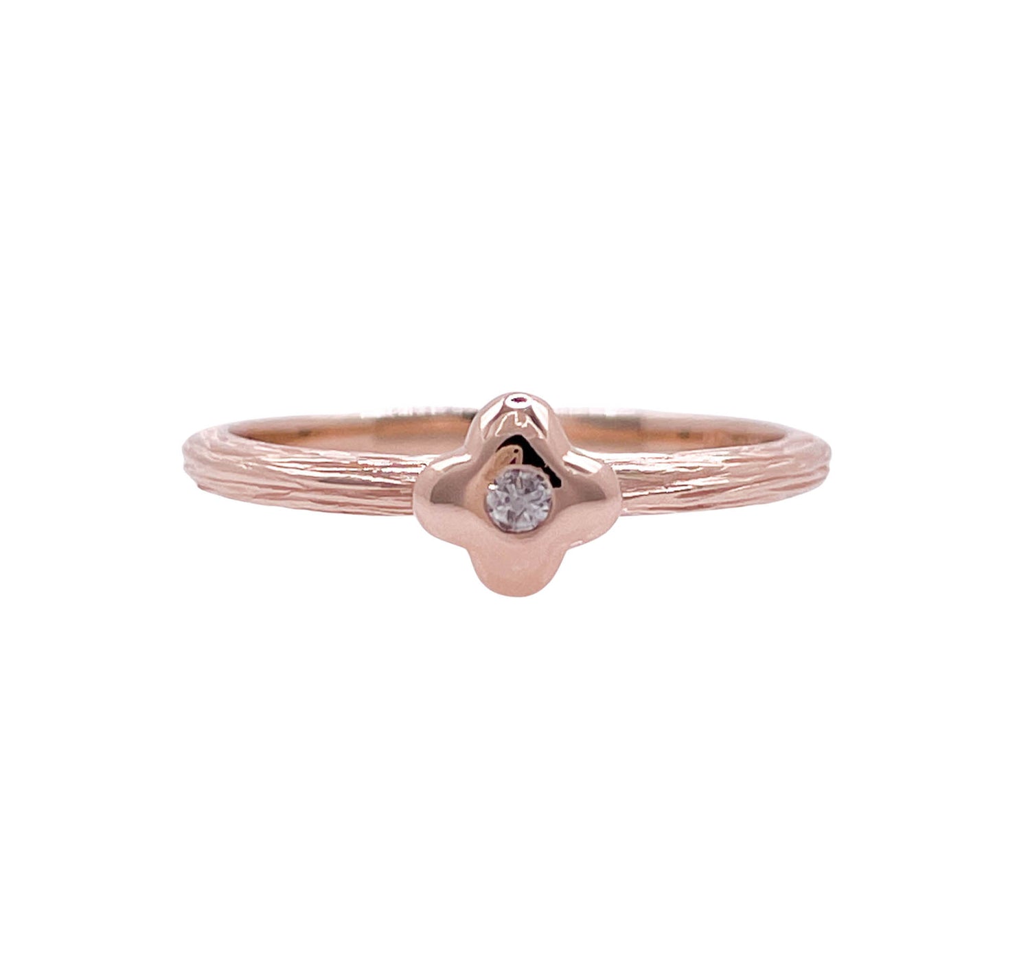 JAY FEDER 14K ROSE GOLD DIAMOND TEXTURED RING