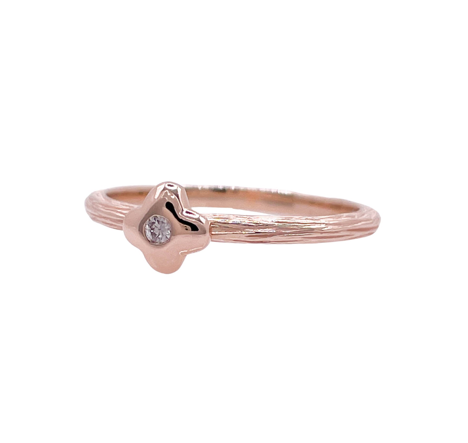 JAY FEDER 14K ROSE GOLD DIAMOND TEXTURED RING
