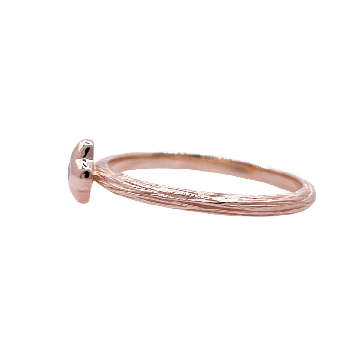 JAY FEDER 14K ROSE GOLD DIAMOND TEXTURED RING