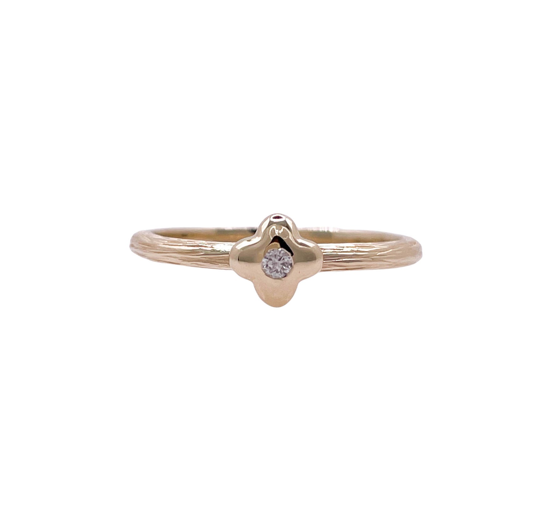 JAY FEDER 14K YELLOW GOLD DIAMOND TEXTURED RING