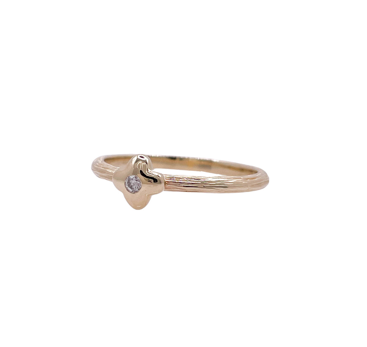 JAY FEDER 14K YELLOW GOLD DIAMOND TEXTURED RING