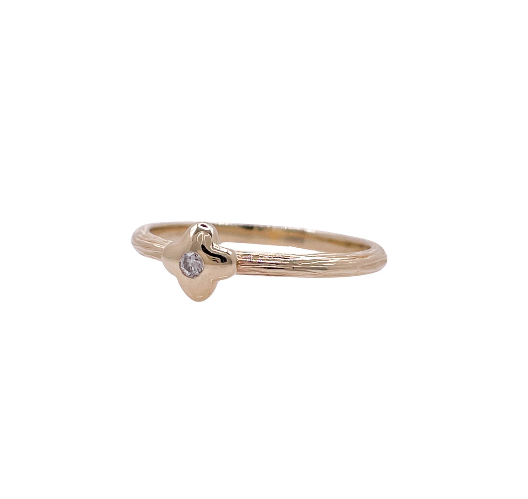 JAY FEDER 14K YELLOW GOLD DIAMOND TEXTURED RING