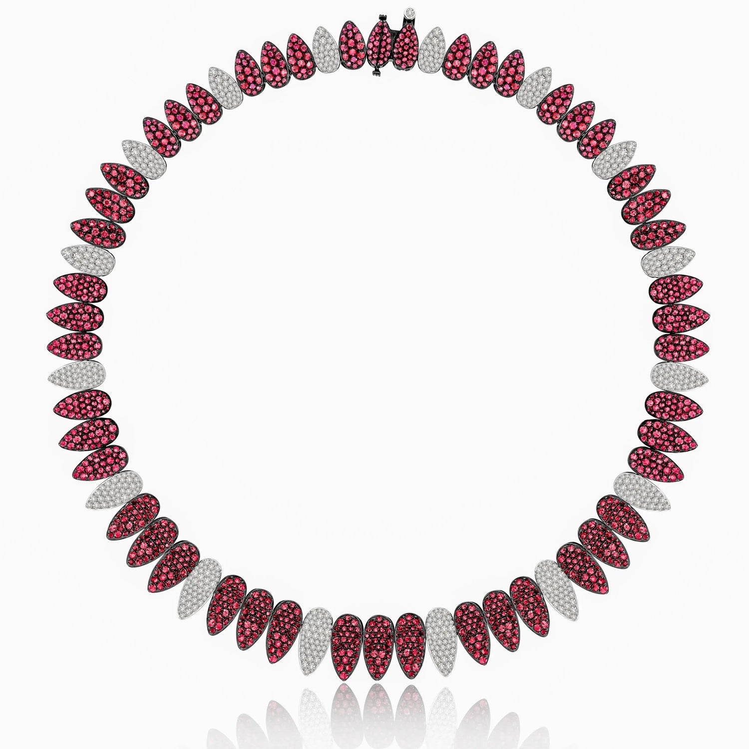 18K Black Rhodium Ruby and Diamond Collar Necklace