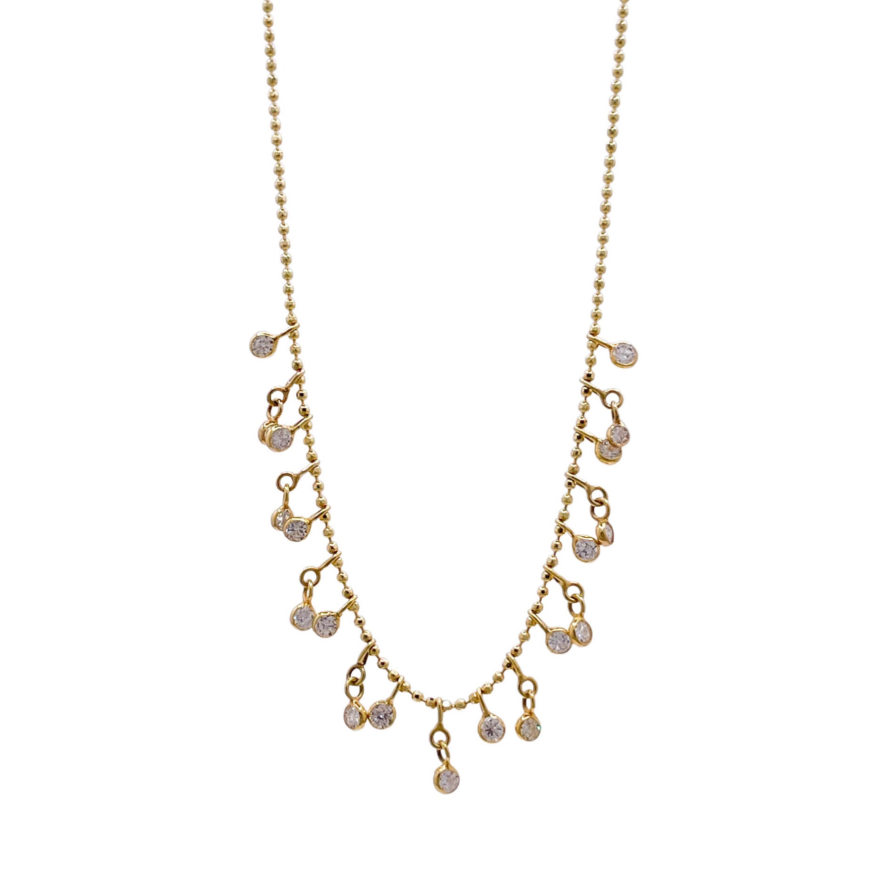 Jay Feder 14k Yellow Gold Diamond Drop Bead Necklace