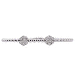 Jay Feder 18k White Gold Diamond 2 Flower Cluster Bangle Bracelet
