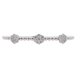 Jay Feder 18k White Gold Diamond 3 Flower Cluster Bangle Bracelet