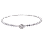 Jay Feder 18k White Gold Diamond Flower Cluster Bangle Bracelet