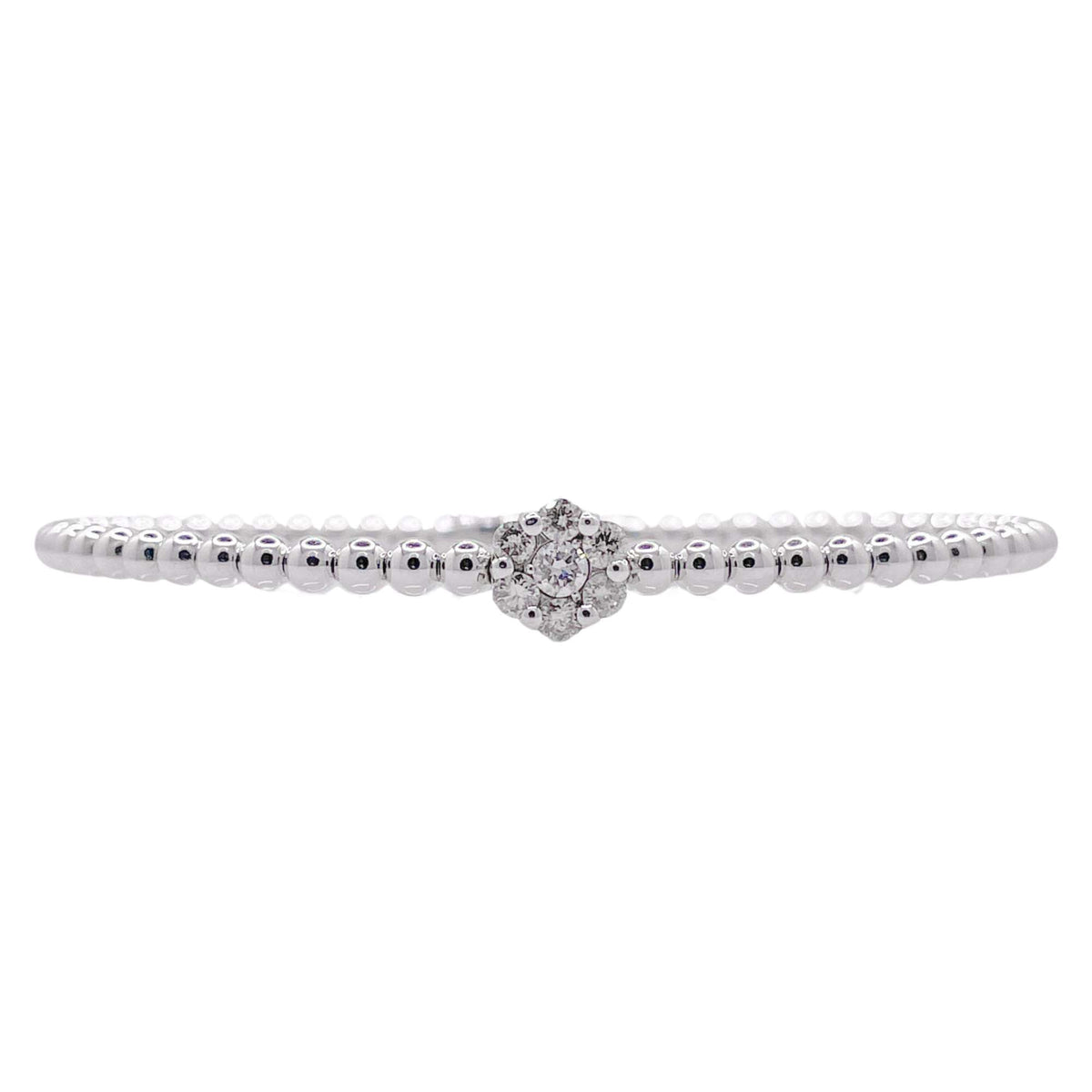 Jay Feder 18k White Gold Diamond Flower Cluster Bangle Bracelet