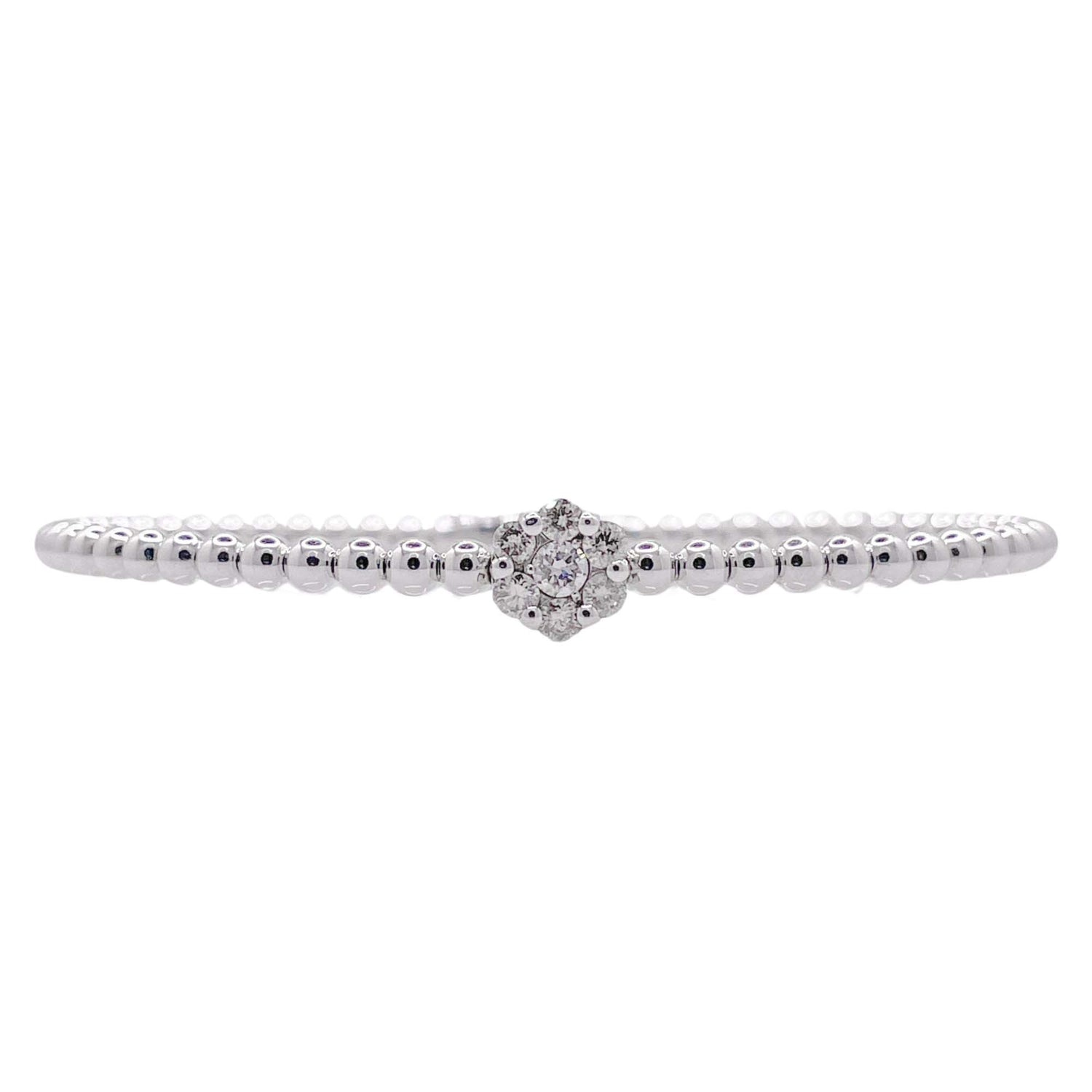 Jay Feder 18k White Gold Diamond Flower Cluster Bangle Bracelet