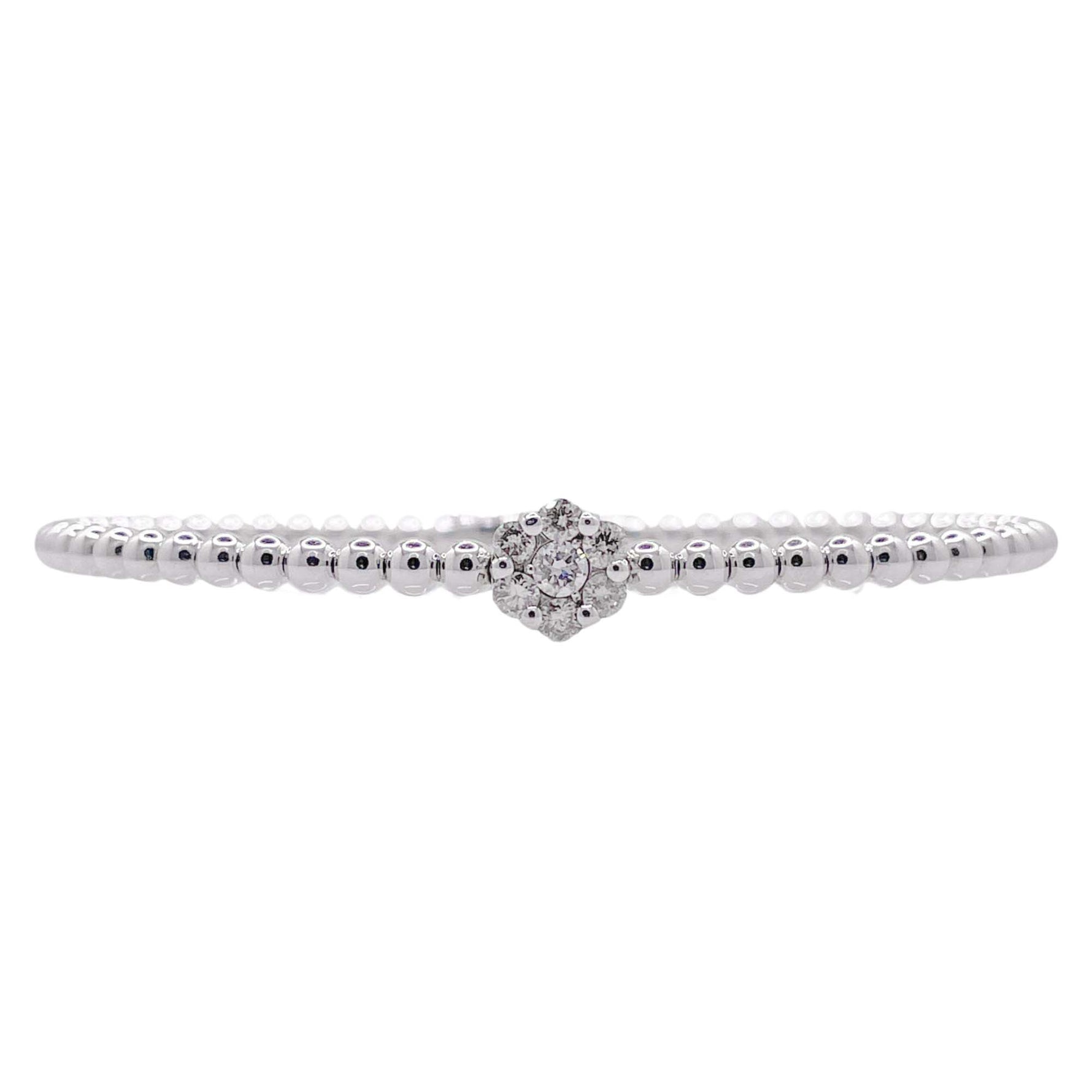 Jay Feder 18k White Gold Diamond Flower Cluster Bangle Bracelet