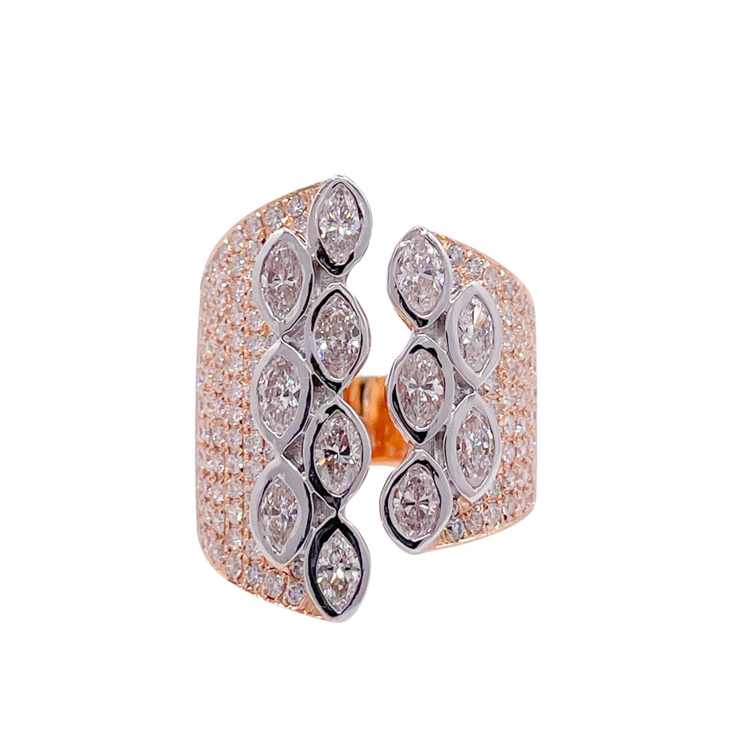 Jay Feder 18k Two Tone Gold Diamond Cocktail Ring