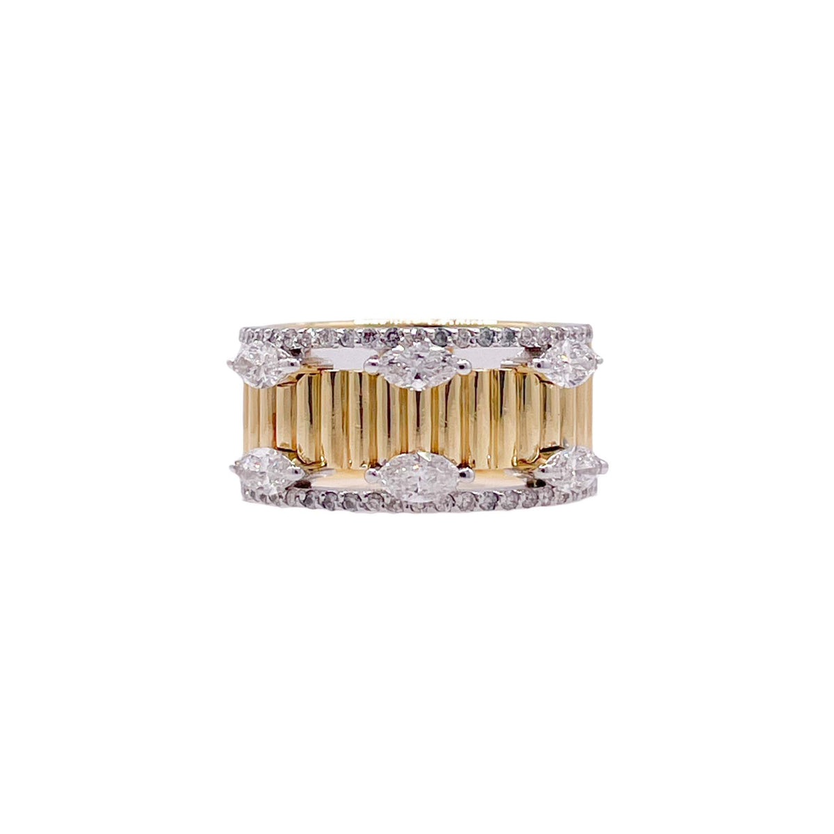 Jay Feder 18k Two Tone Gold Diamond Band Ring