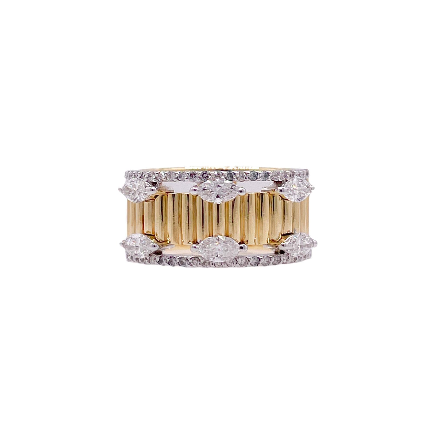 Jay Feder 18k Two Tone Gold Diamond Band Ring