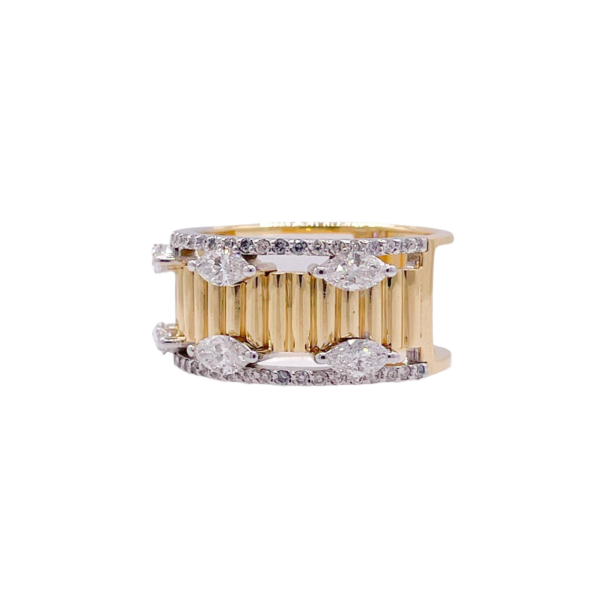 Jay Feder 18k Two Tone Gold Diamond Band Ring
