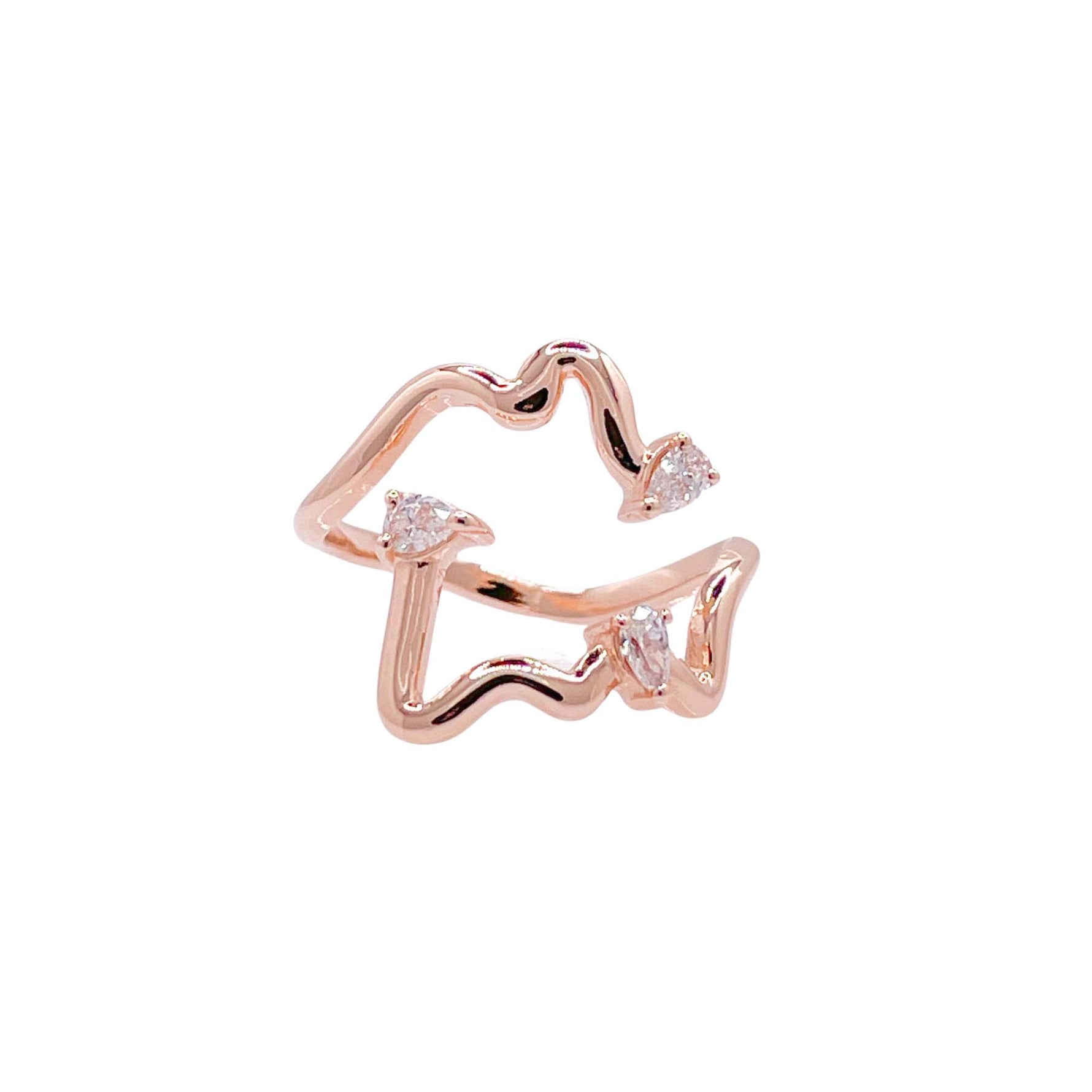 Jay Feder 18k Rose Gold Diamond Freeform Cocktail Ring