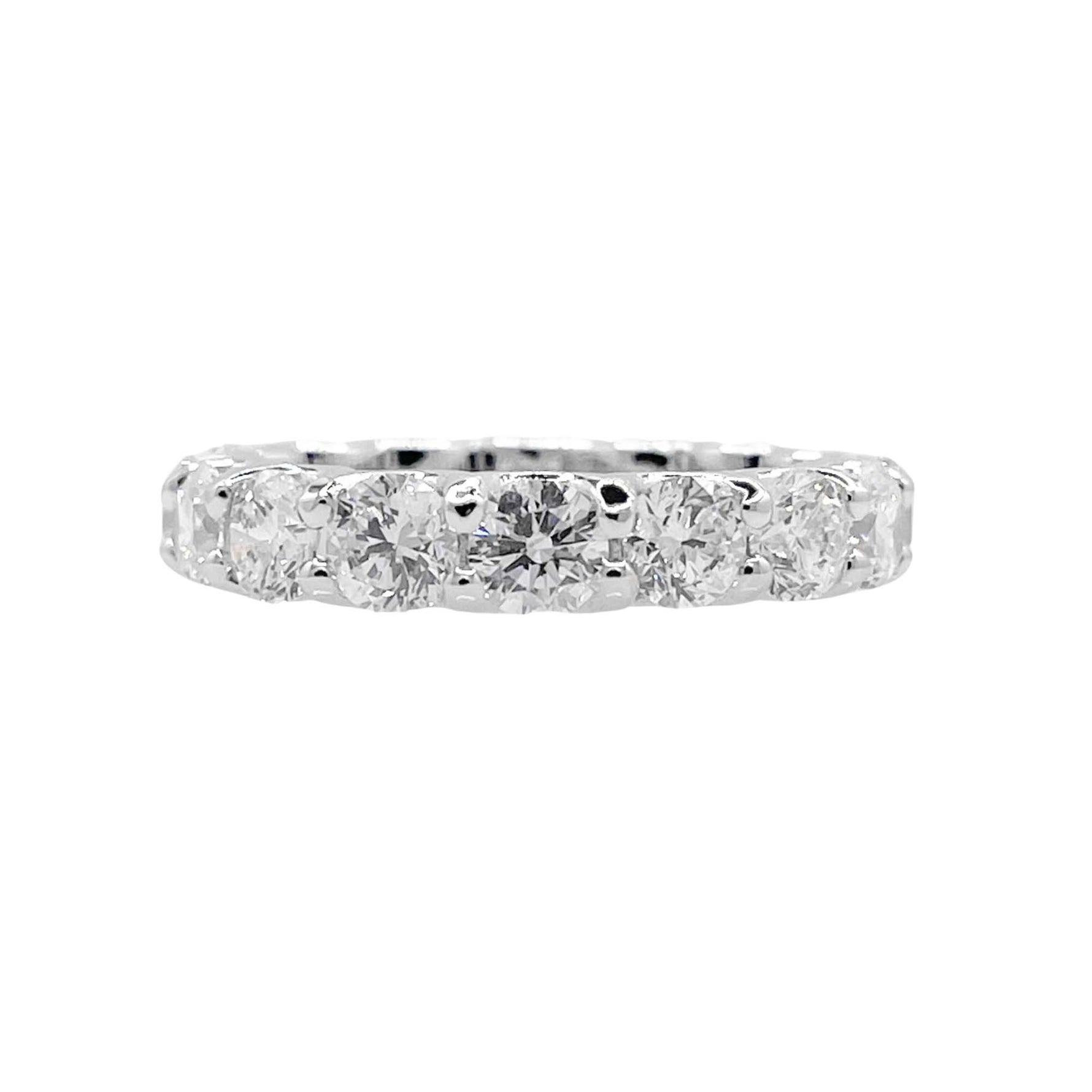 Jay Feder 14k White Gold Round Diamond Eternity Wedding Band