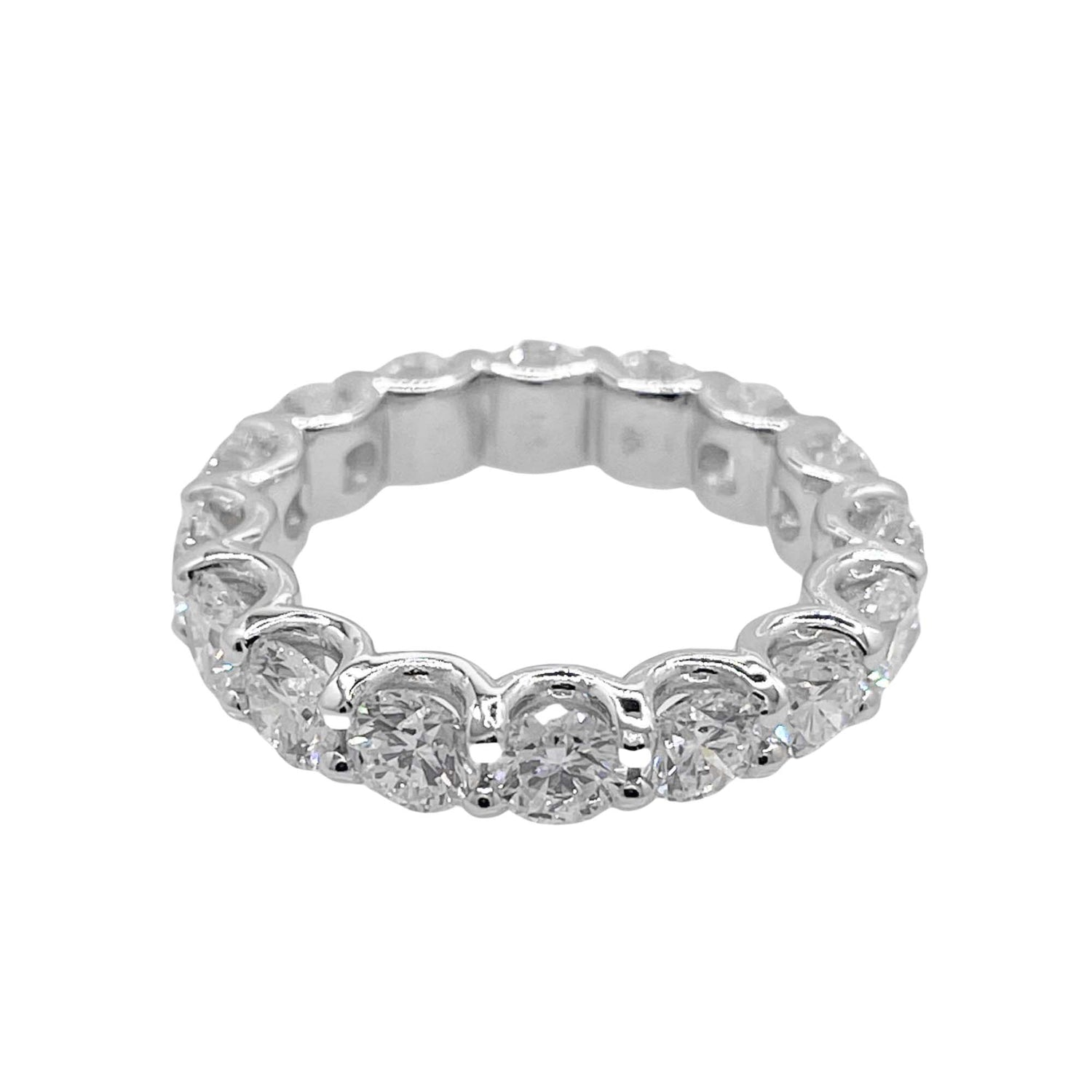 Jay Feder 14k White Gold Round Diamond Eternity Wedding Band
