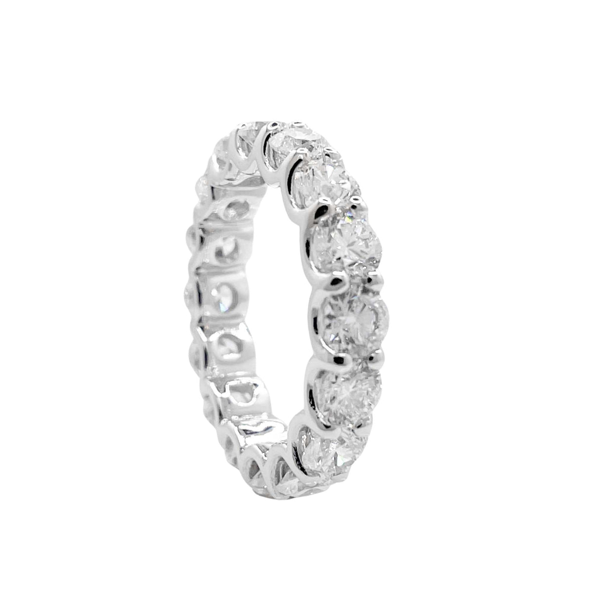 Jay Feder 14k White Gold Round Diamond Eternity Wedding Band