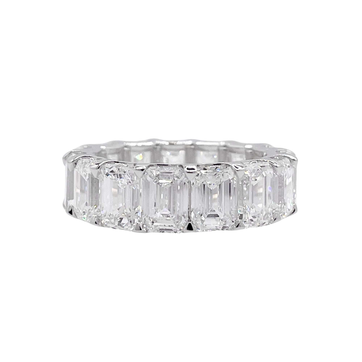 Jay Feder Platinum Emerald Diamond Eternity Band Ring