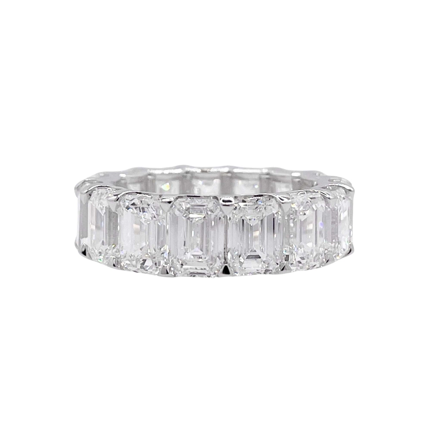 Jay Feder Platinum Emerald Diamond Eternity Band Ring