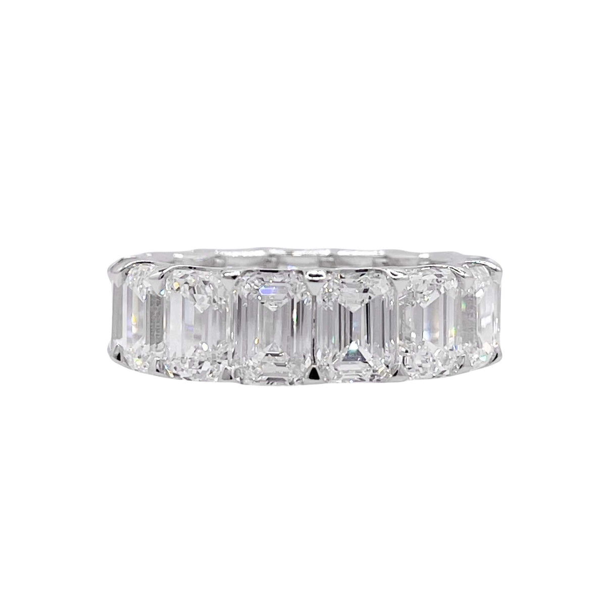 Jay Feder Platinum Emerald Diamond Eternity Band Ring