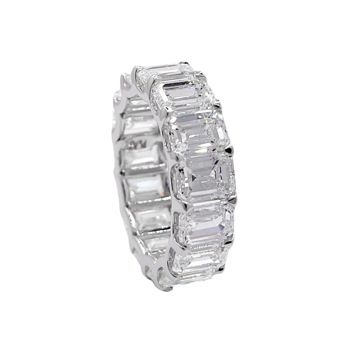 Jay Feder Platinum Emerald Diamond Eternity Band Ring