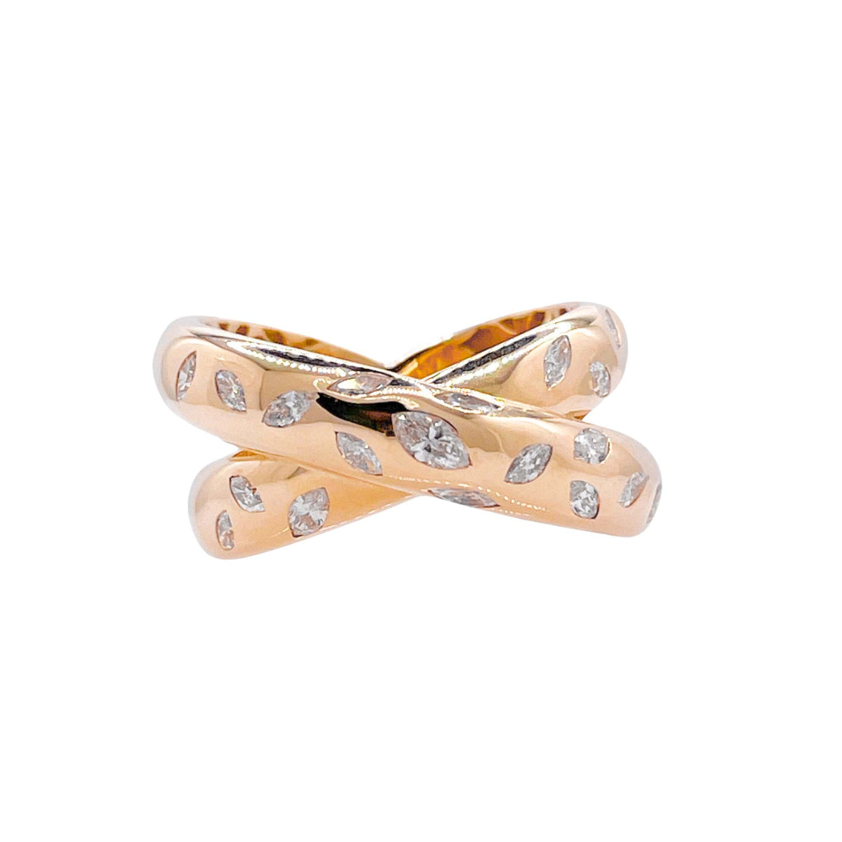 Jay Feder 18k Yellow Gold Diamond Crossover Band