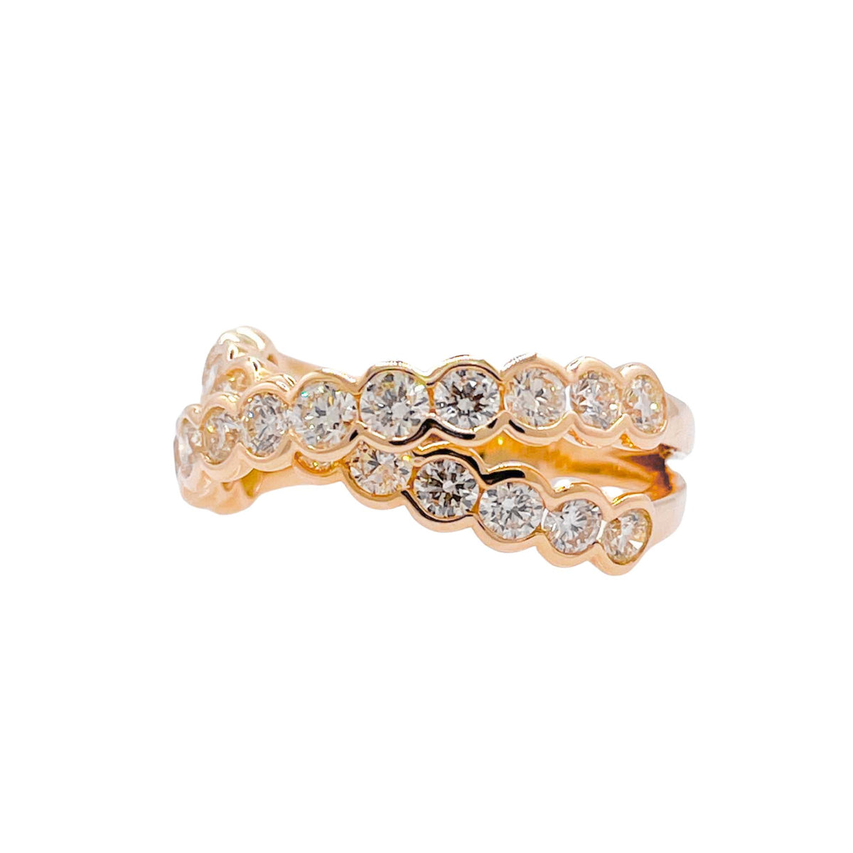 Jay Feder 18k Yellow Gold Diamond Bezel Crossover Band