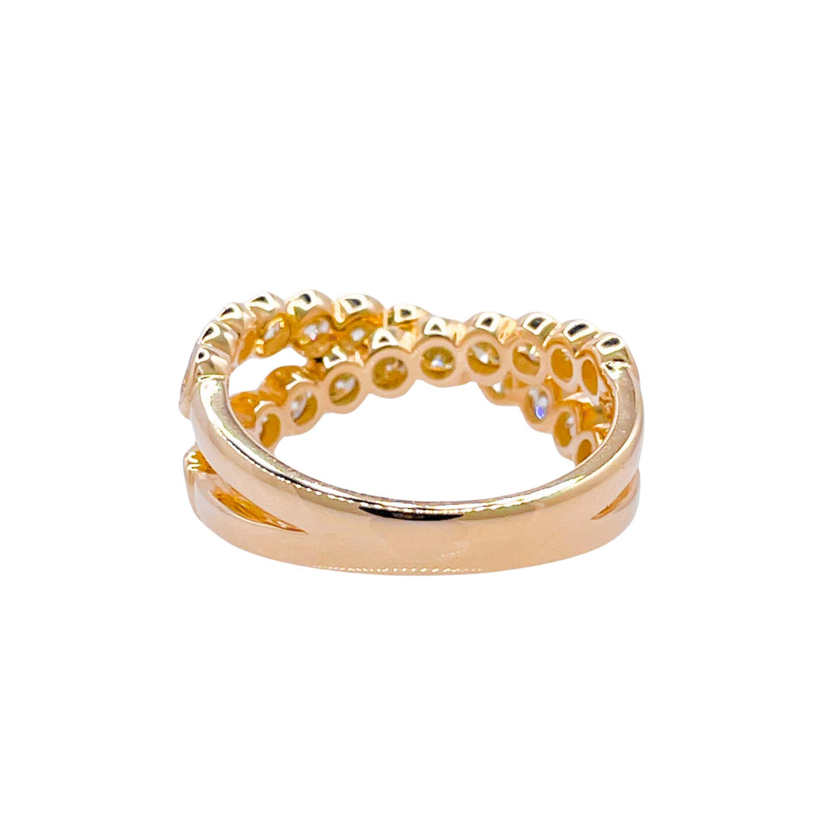 Jay Feder 18k Yellow Gold Diamond Bezel Crossover Band