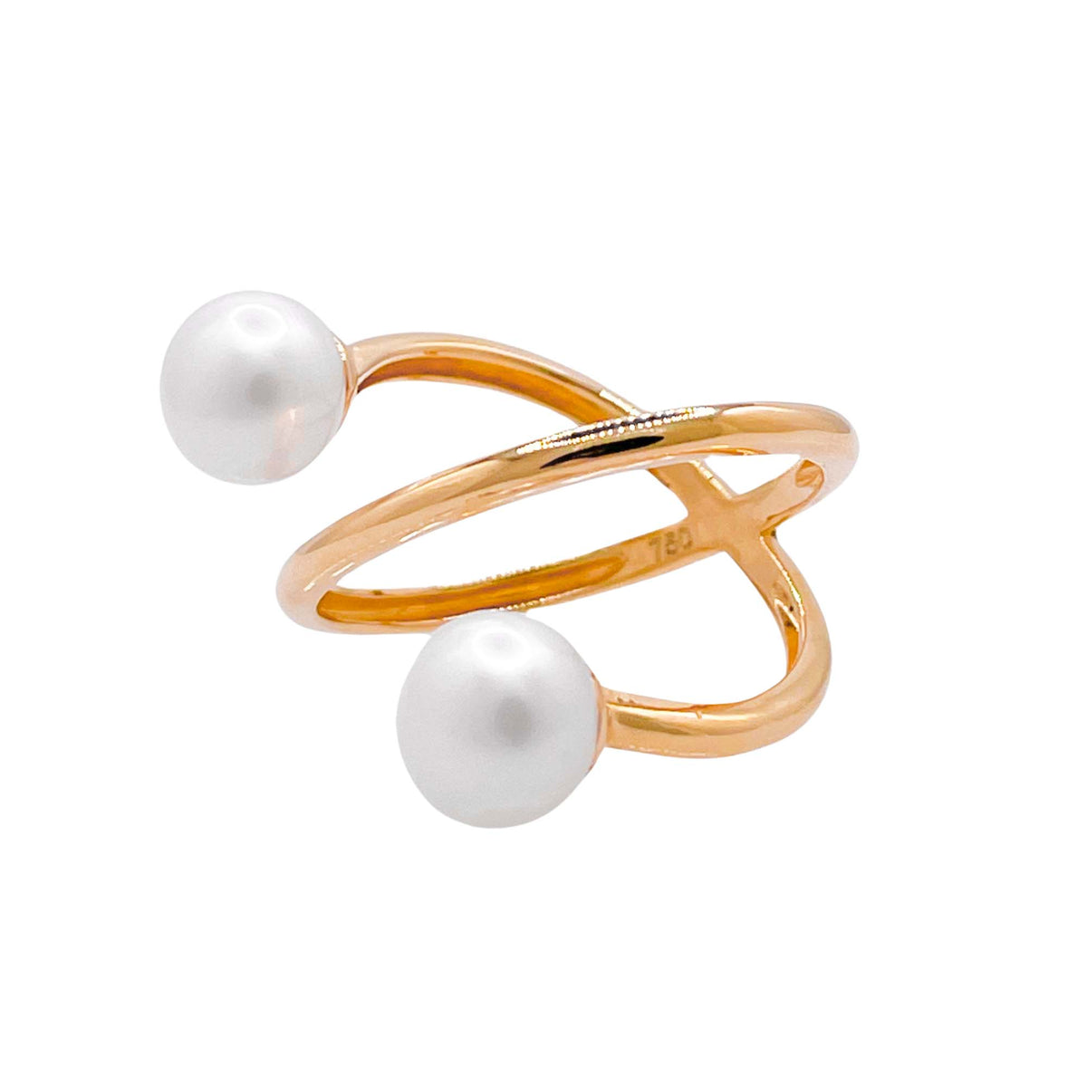 Jay Feder 18k Yellow Gold Pearl Crossover Wrap Ring