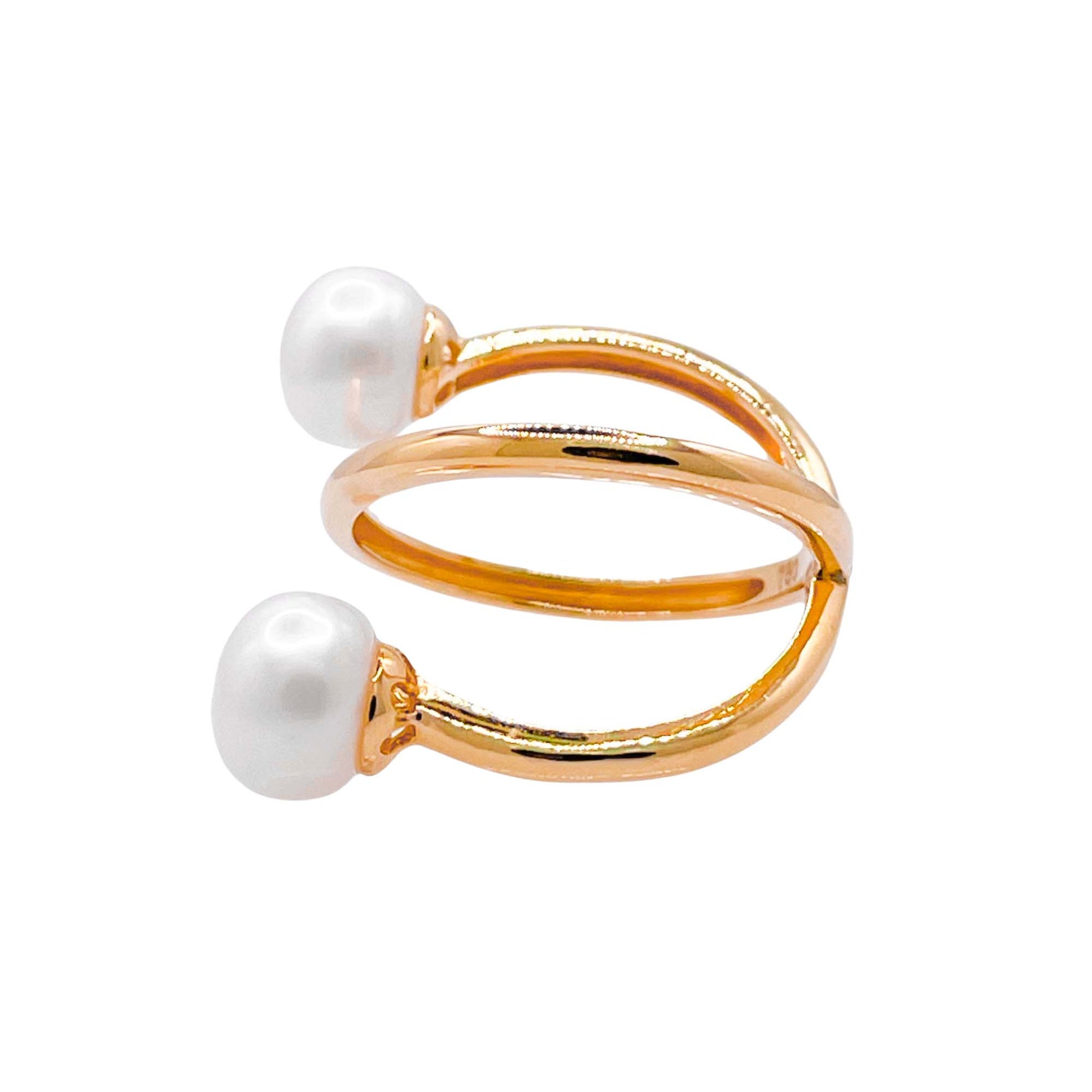 Jay Feder 18k Yellow Gold Pearl Crossover Wrap Ring