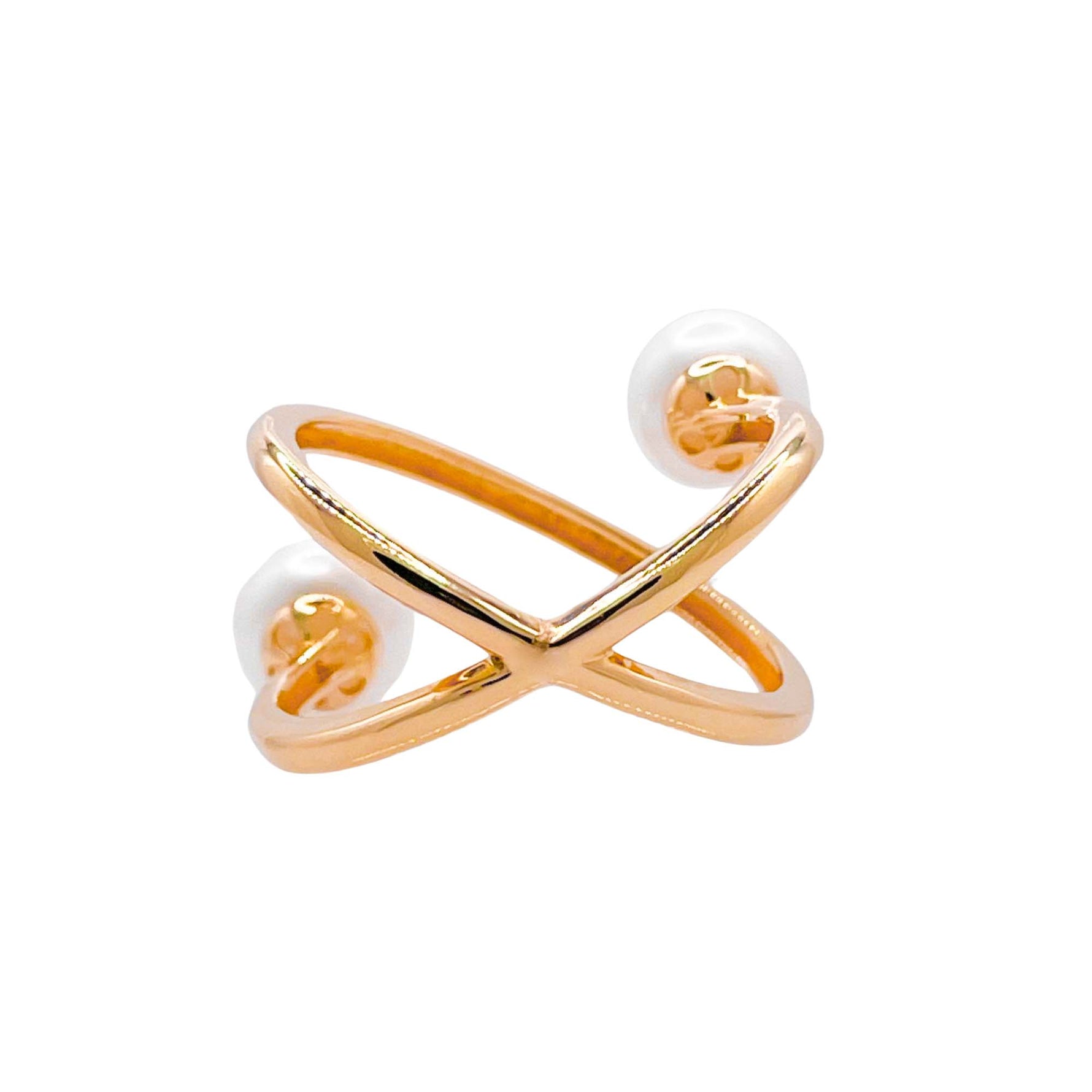 Jay Feder 18k Yellow Gold Pearl Crossover Wrap Ring