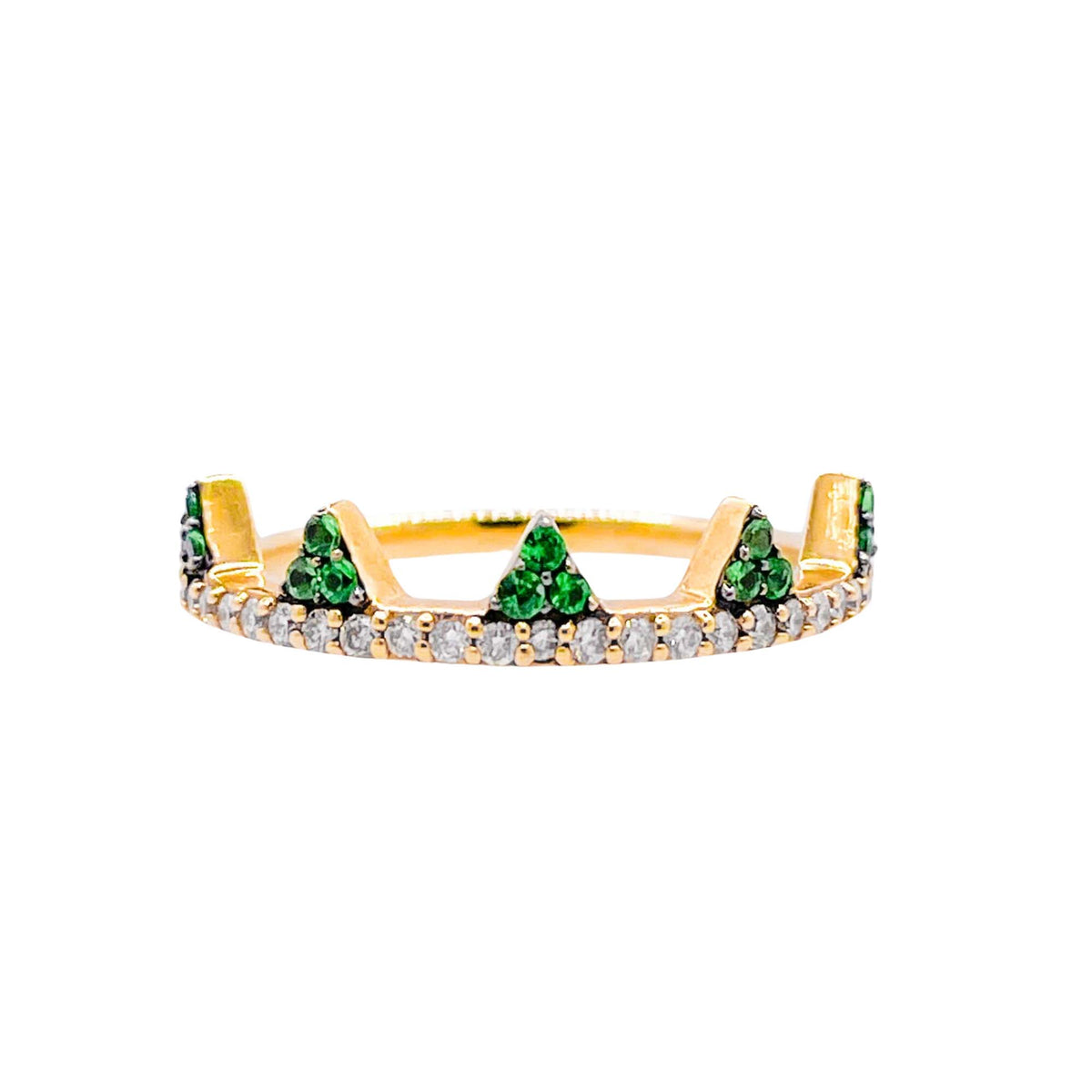 Khai Khai 18k Yellow Gold Tsavorite Diamond Jaws Band Ring