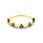 Khai Khai 18k Yellow Gold Tsavorite Diamond Jaws Band Ring