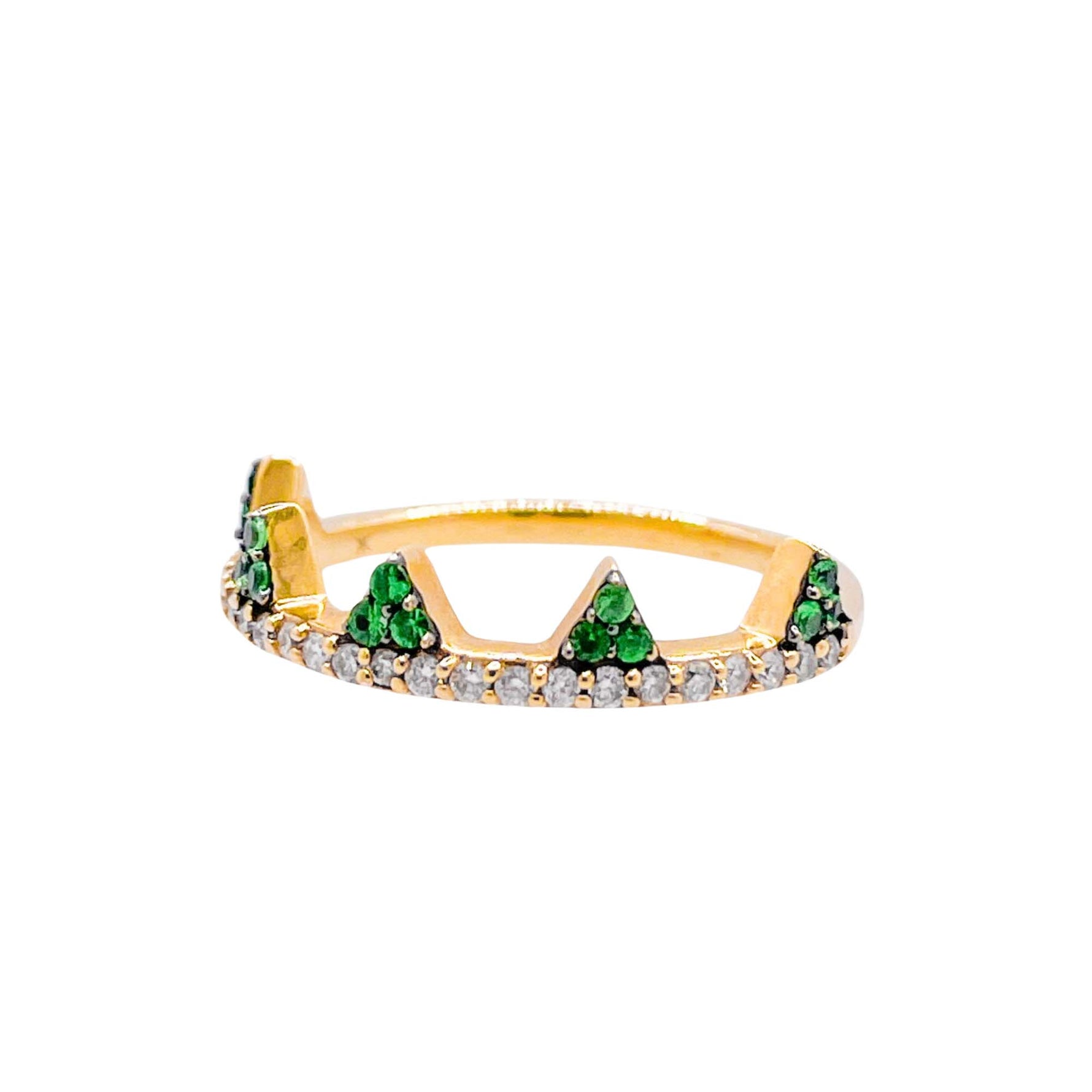 Khai Khai 18k Yellow Gold Tsavorite Diamond Jaws Band Ring