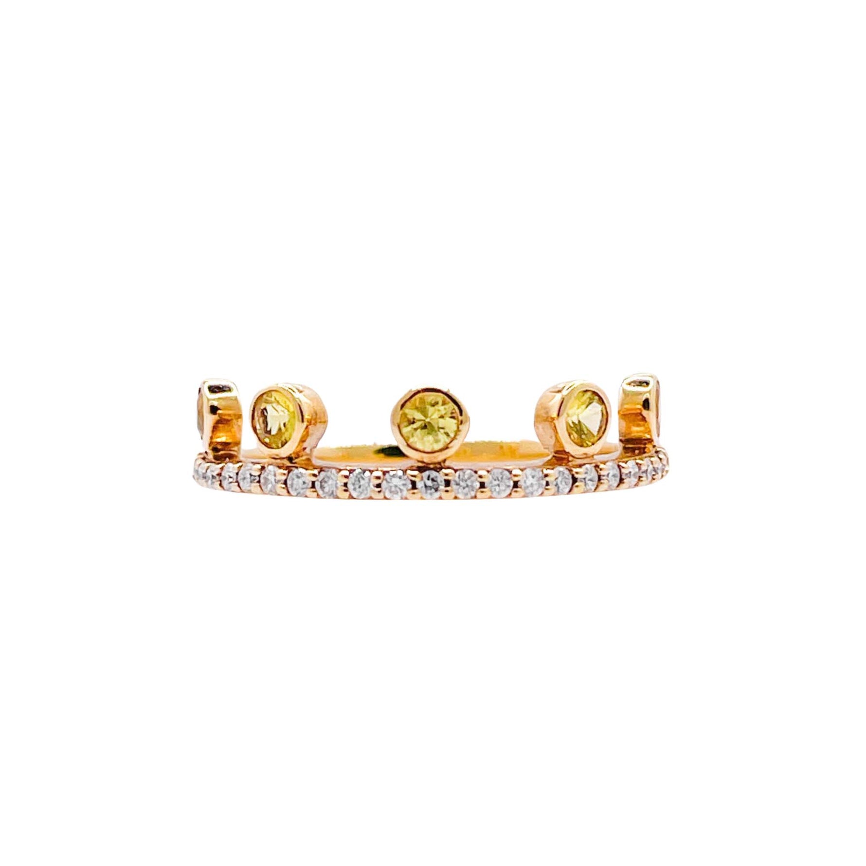 Khai Khai 18k Yellow Gold Yellow Sapphire Diamond Crown Ring