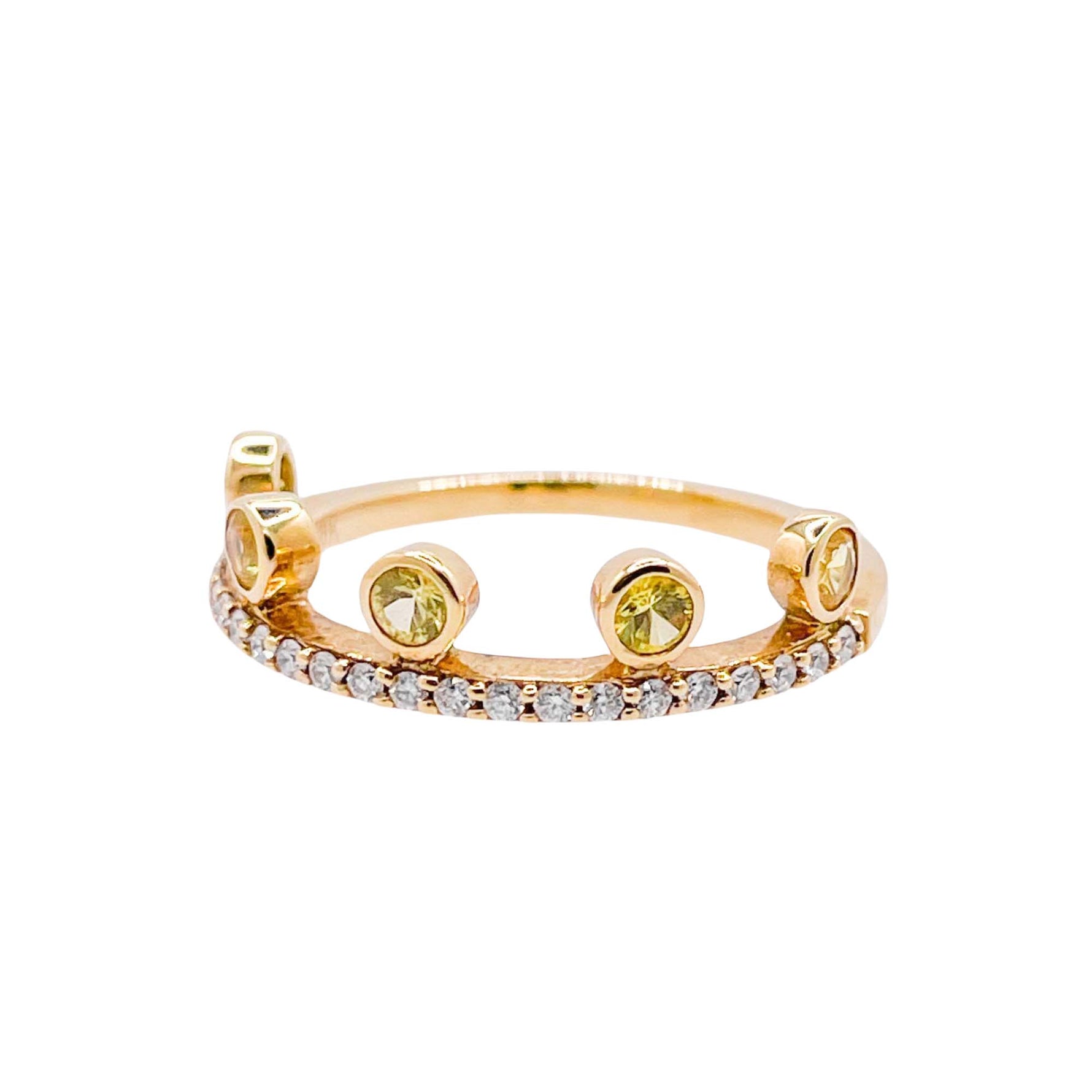 Khai Khai 18k Yellow Gold Yellow Sapphire Diamond Crown Ring