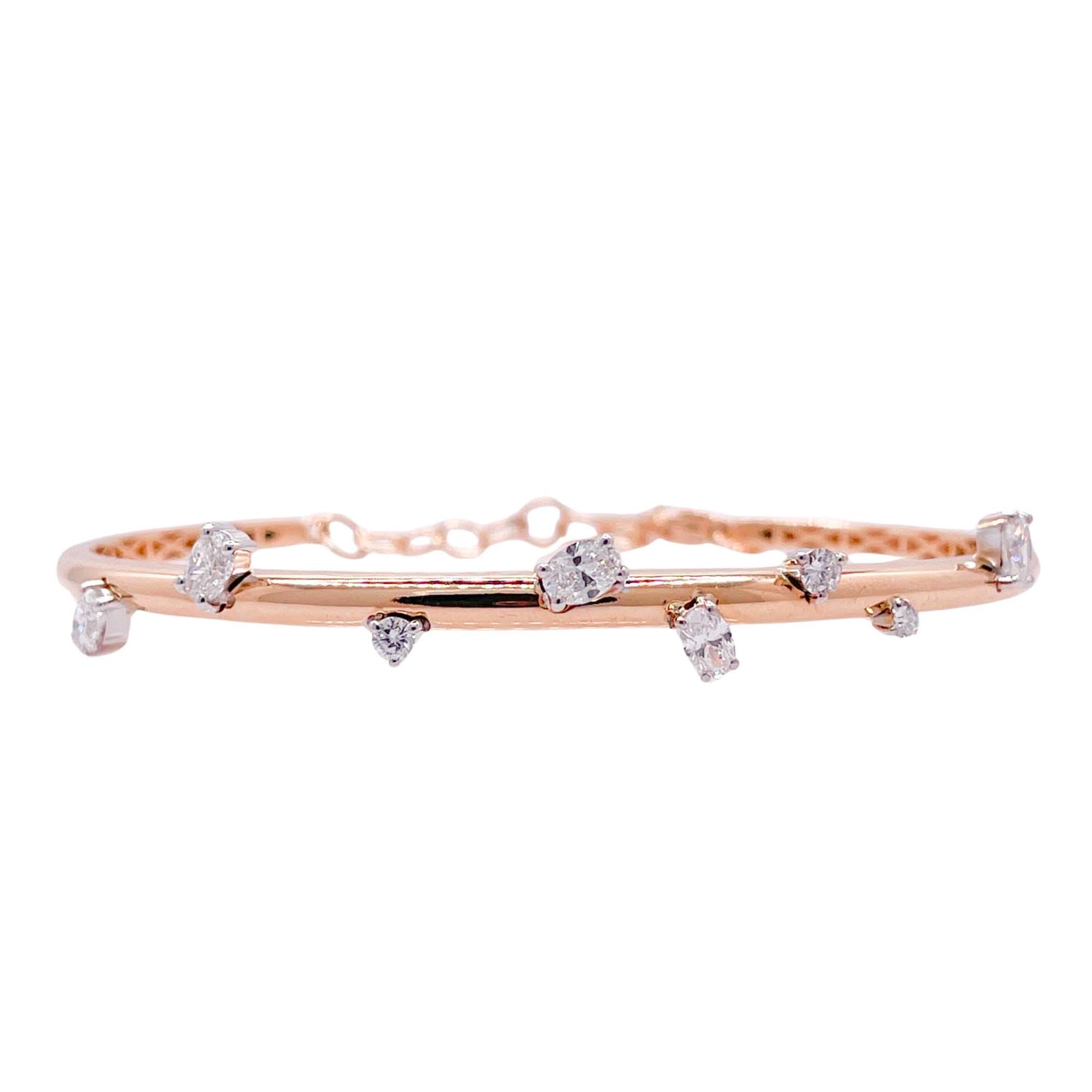 Jay Feder 18k Rose Gold Oval Diamond Bangle Bracelet
