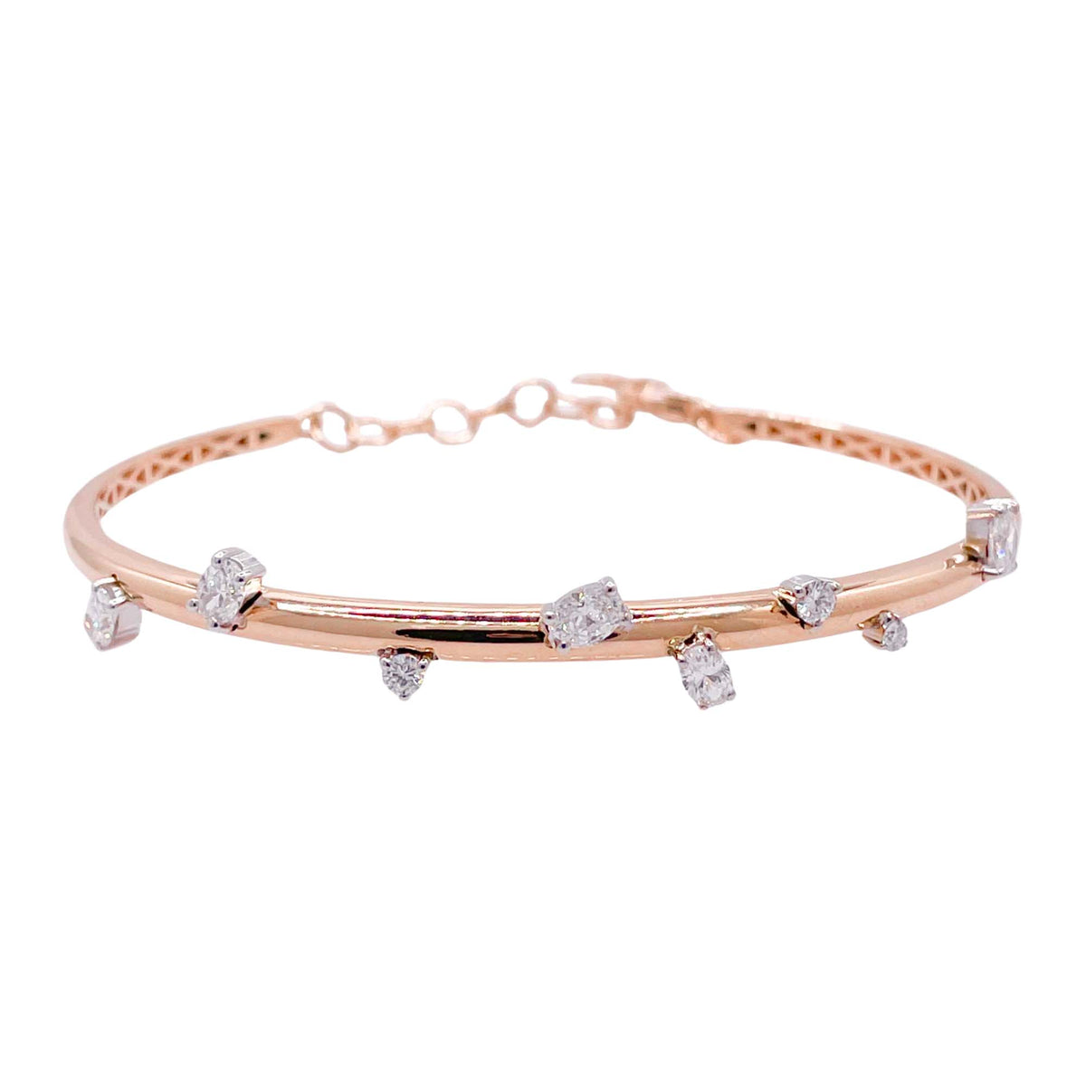 Jay Feder 18k Rose Gold Oval Diamond Bangle Bracelet