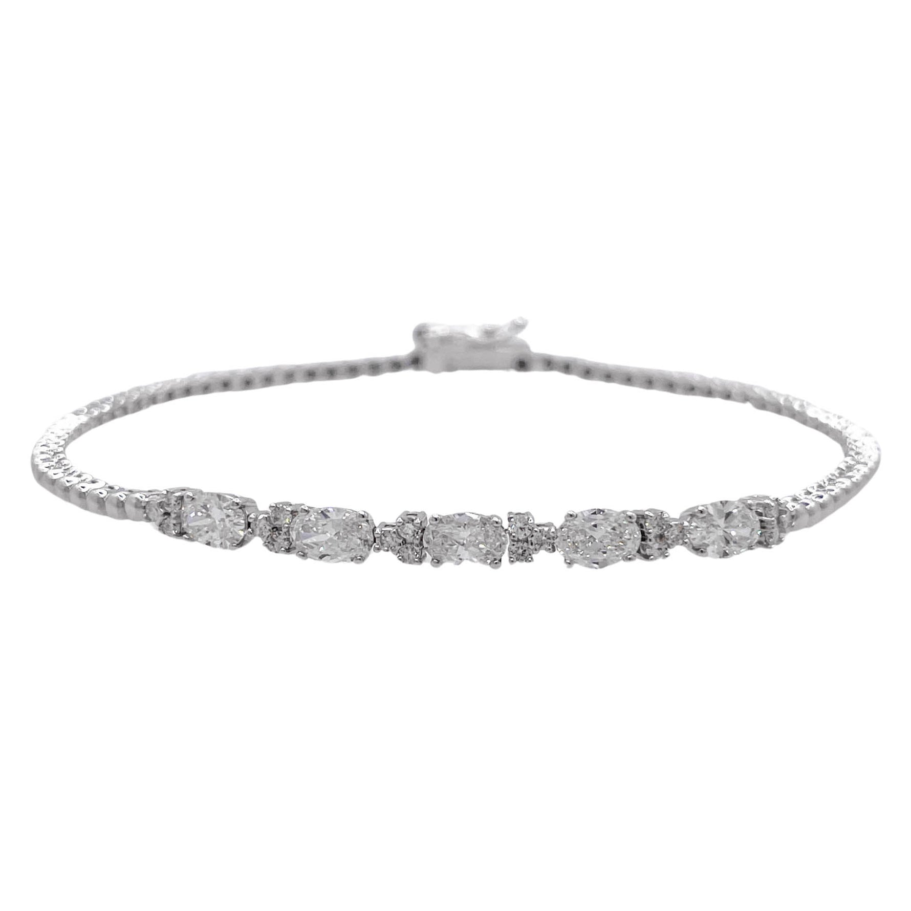 Jay Feder 14k White Gold Oval Diamond Bead Bracelet