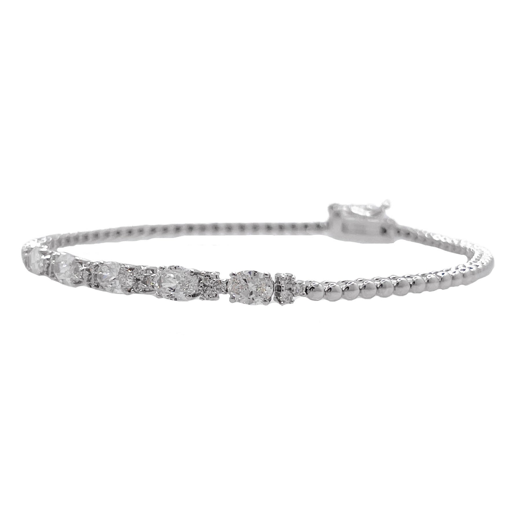 Jay Feder 14k White Gold Oval Diamond Bead Bracelet