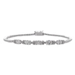 Jay Feder 14k White Gold Oval Diamond Bead Bracelet