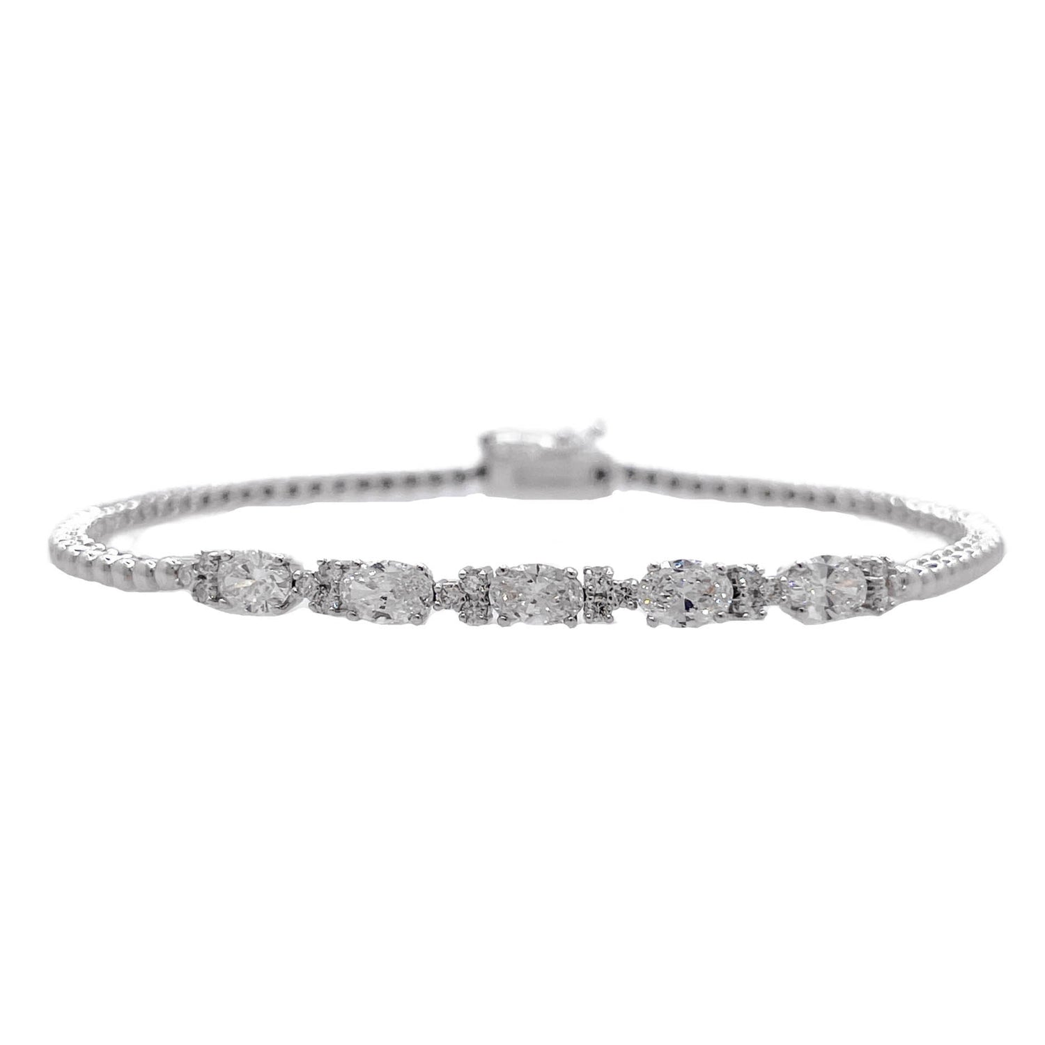 Jay Feder 14k White Gold Oval Diamond Bead Bracelet