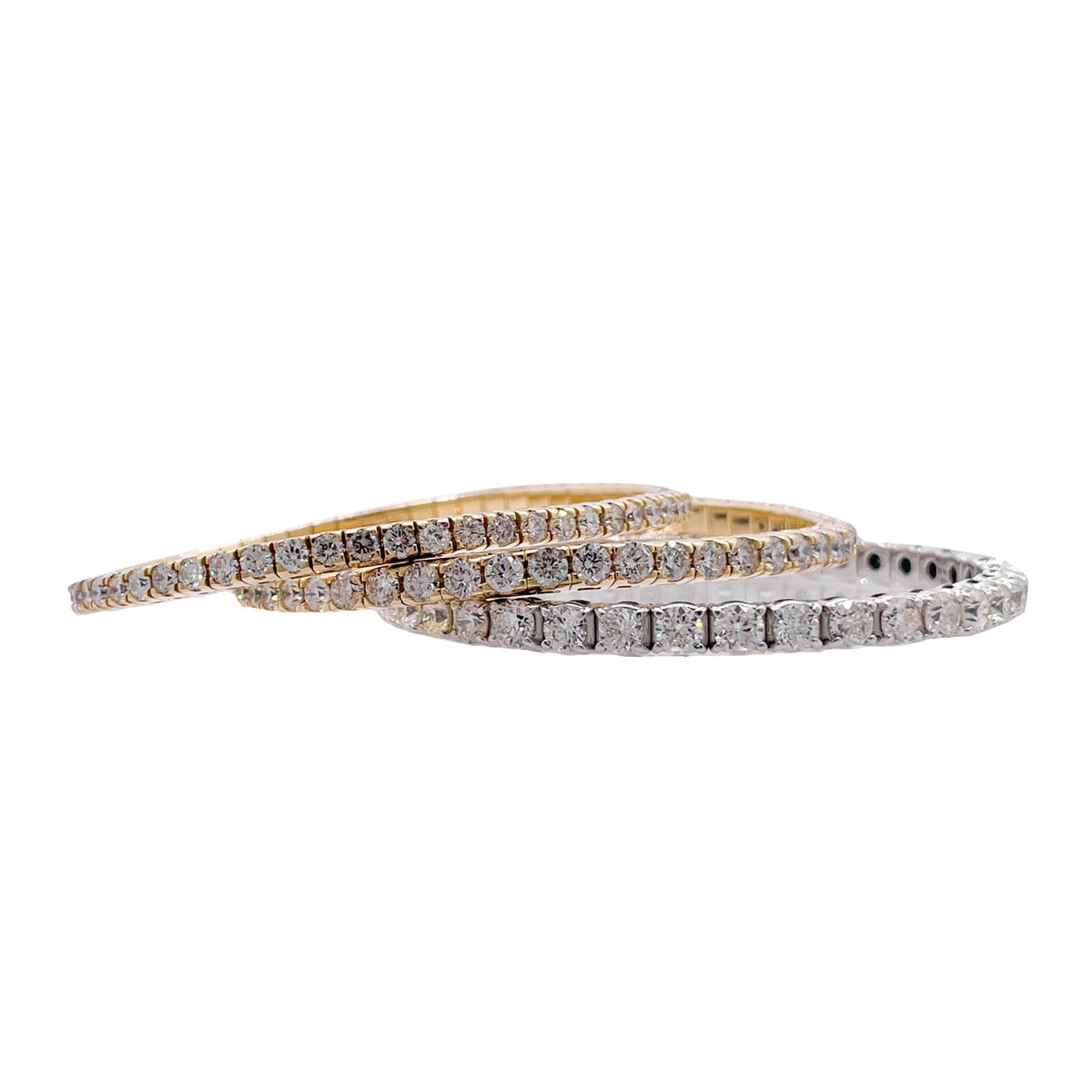 Jay Feder 18k Yellow Gold Diamond Stretchy Tennis Bangle Bracelet