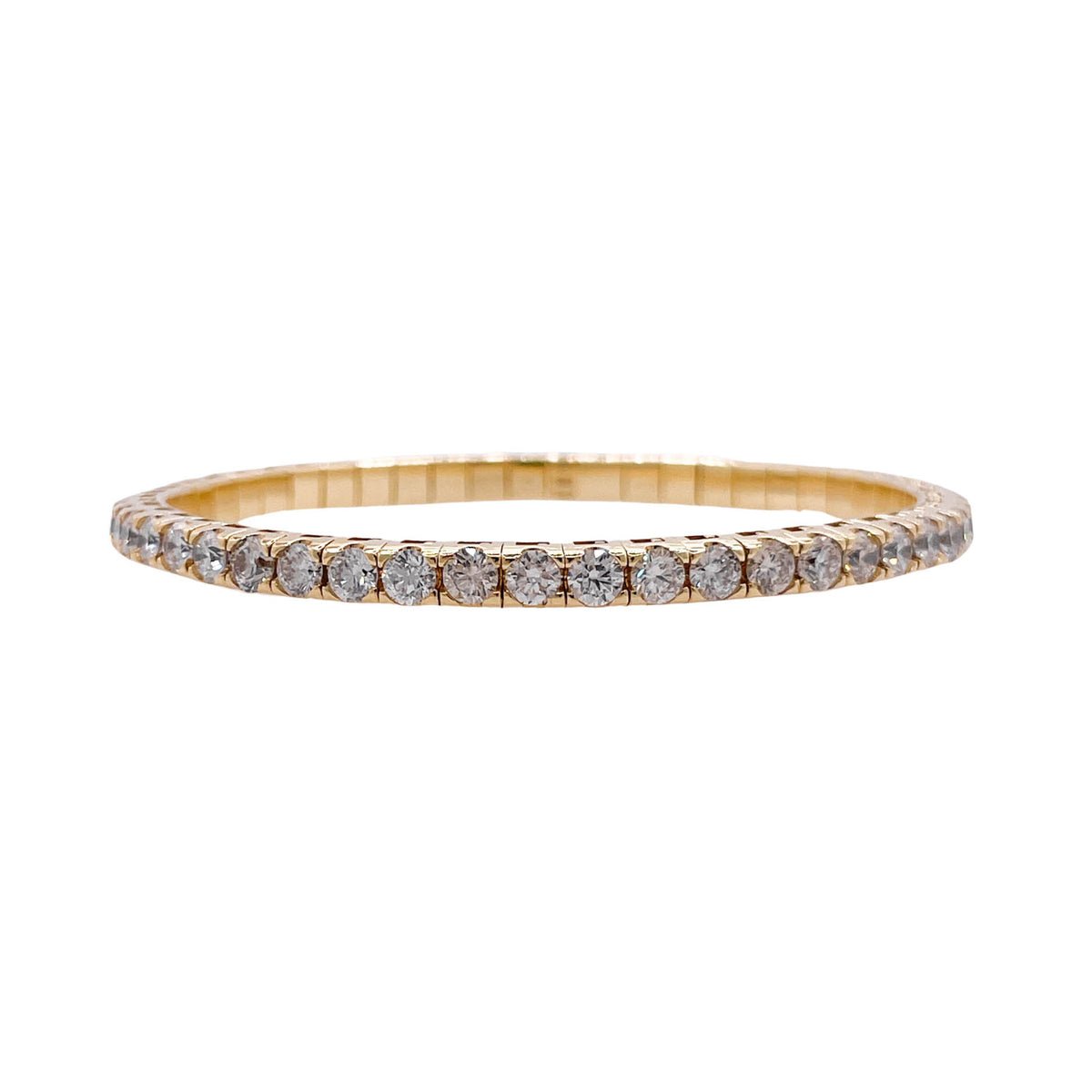 Jay Feder 18k Yellow Gold Diamond Stretchy Tennis Bangle Bracelet