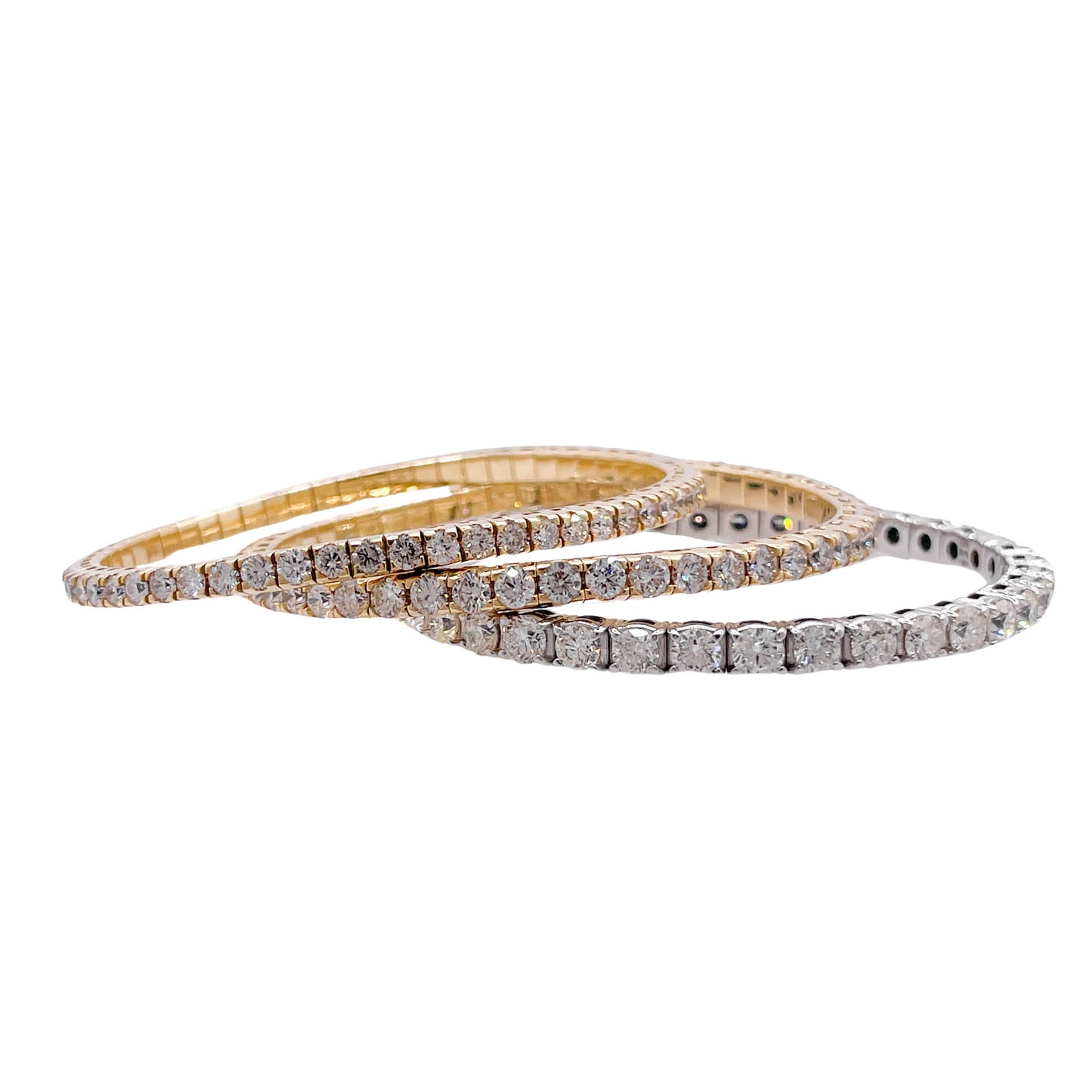 Jay Feder 18k Yellow Gold Round Diamond Stretchy Tennis Bangle Bracelet