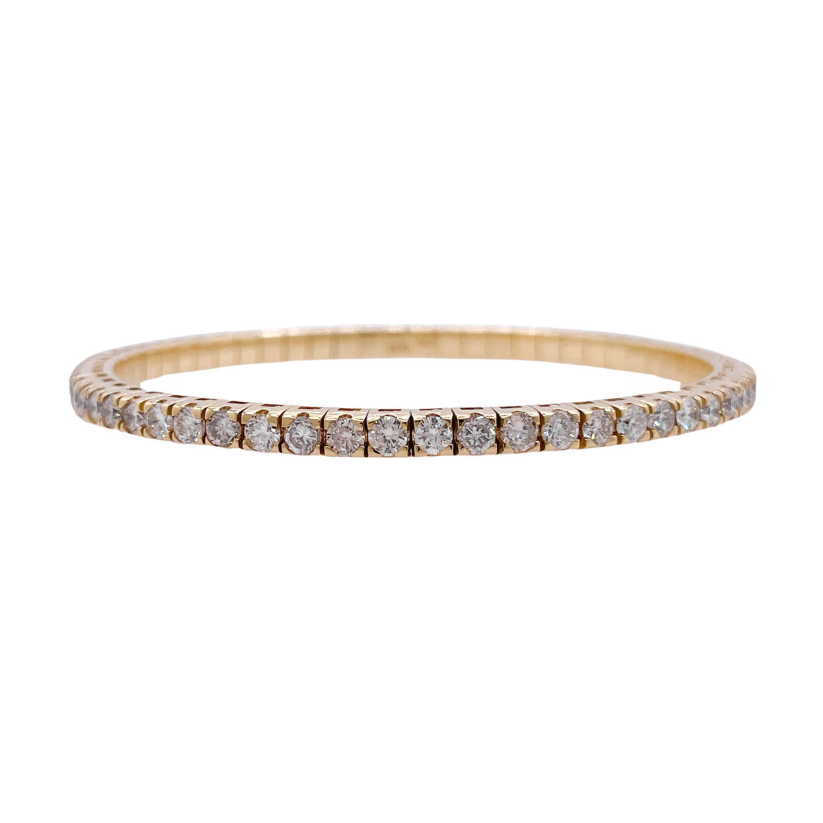 Jay Feder 18k Yellow Gold Round Diamond Stretchy Tennis Bangle Bracelet