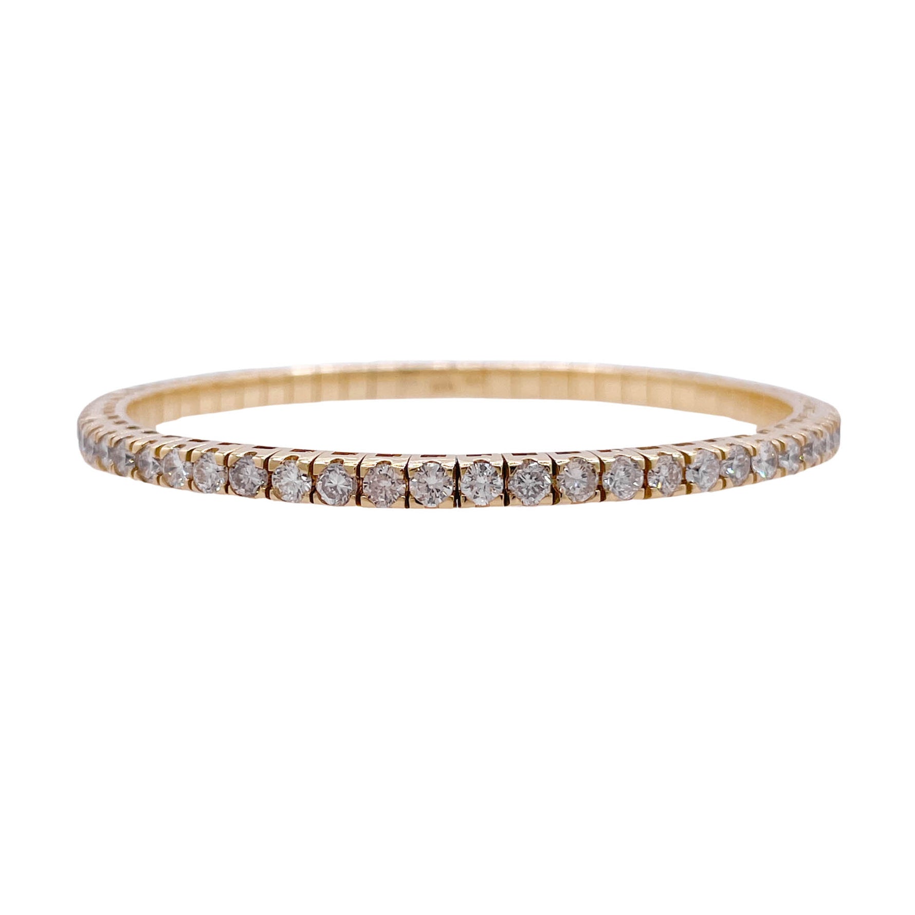 Jay Feder 18k Yellow Gold Round Diamond Stretchy Tennis Bangle Bracelet