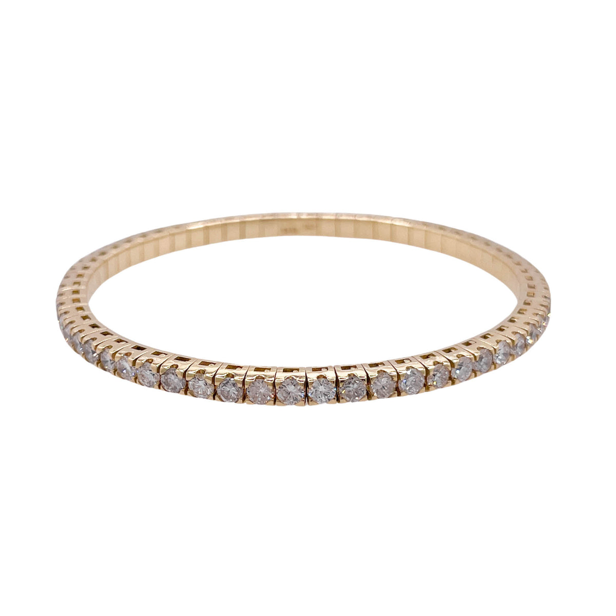 Jay Feder 18k Yellow Gold Round Diamond Stretchy Tennis Bangle Bracelet